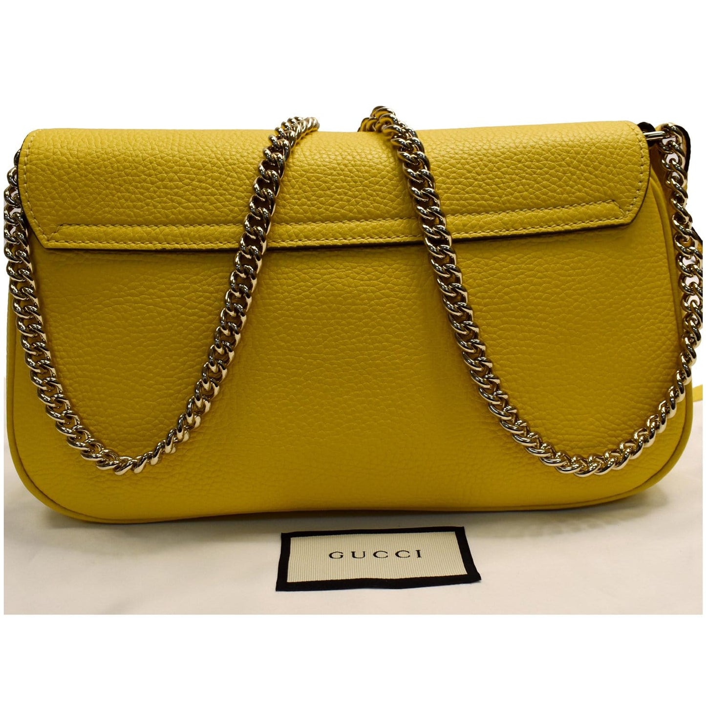 GUCCI Soho Chain Flap Leather Shoulder Bag Yellow 536224