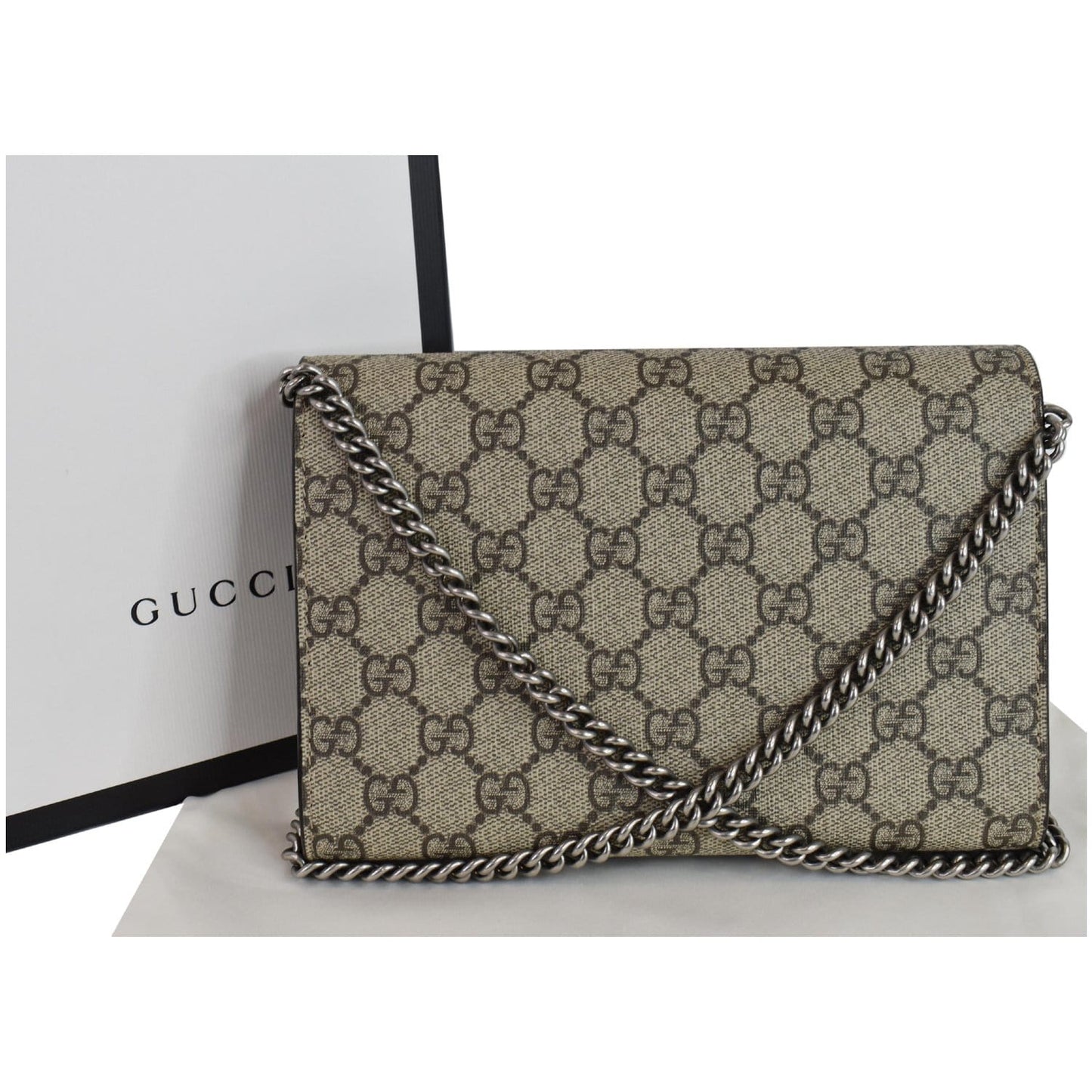 GUCCI Dionysus GG Supreme Crossbody Chain Wallet Beige 401231