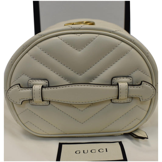 GUCCI GG Marmont Matelasse Chevron Leather Cosmetic Case White 624615