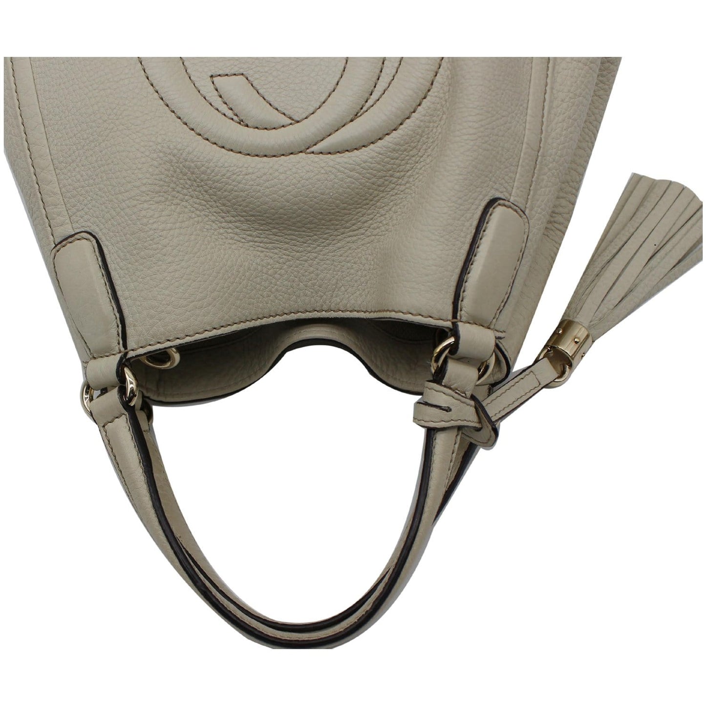 GUCCI Soho Small Pebbled Leather Shoulder Bag White 336751