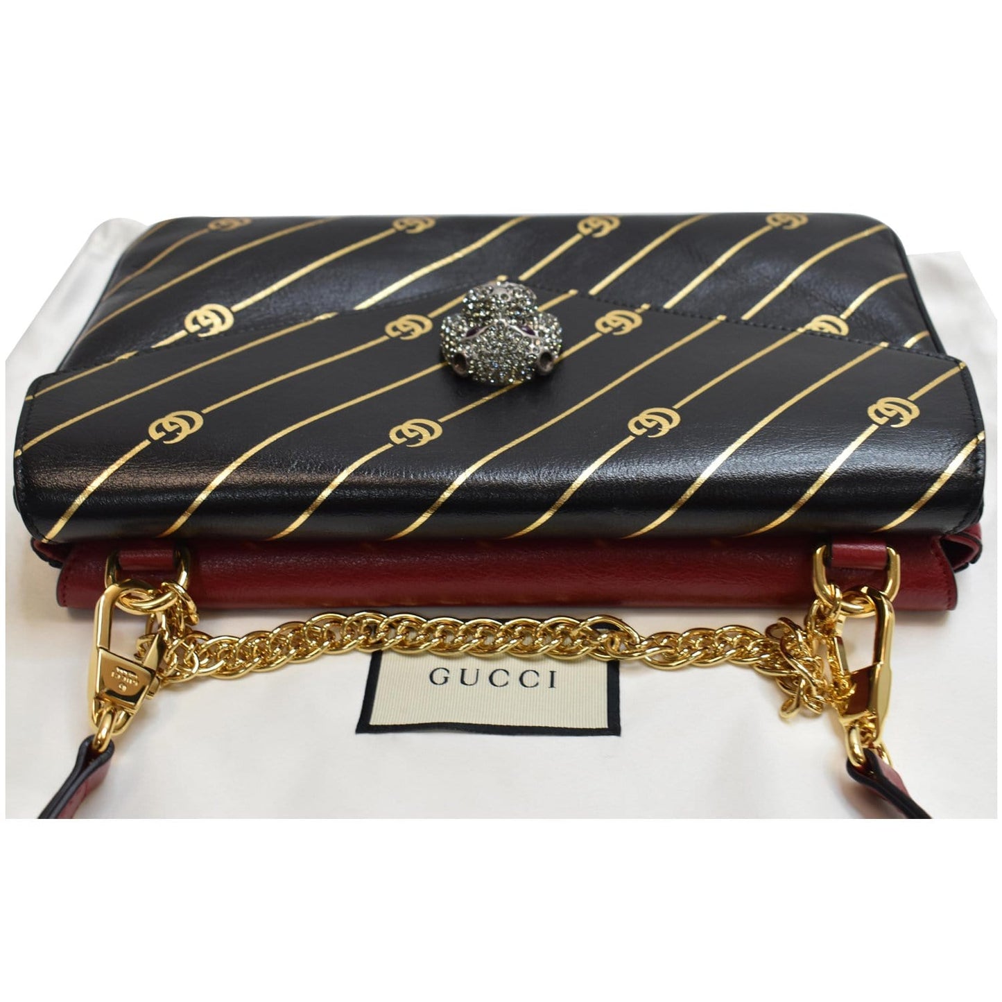 GUCCI Thiara Medium Double Smooth Leather Shoulder Bag Red/Black 524822