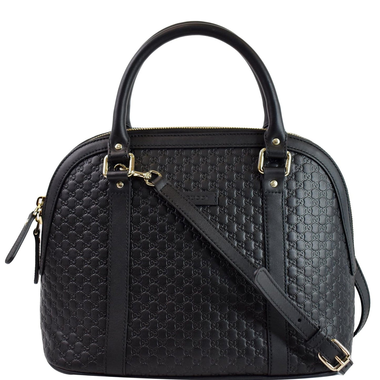 GUCCI Dome Medium Microguccissima Leather Shoulder Bag Black 449663