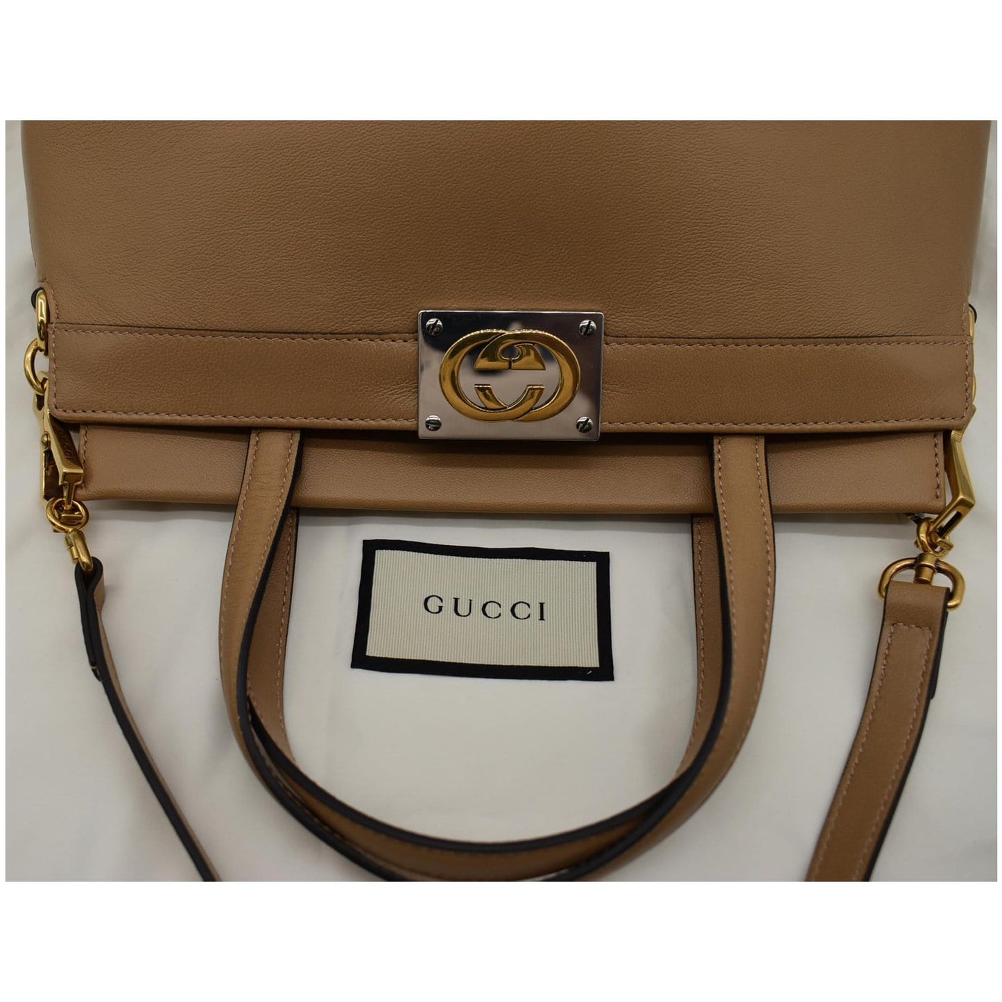 GUCCI Matisse GG Leather Top Handle Shoulder Bag Beige 631663