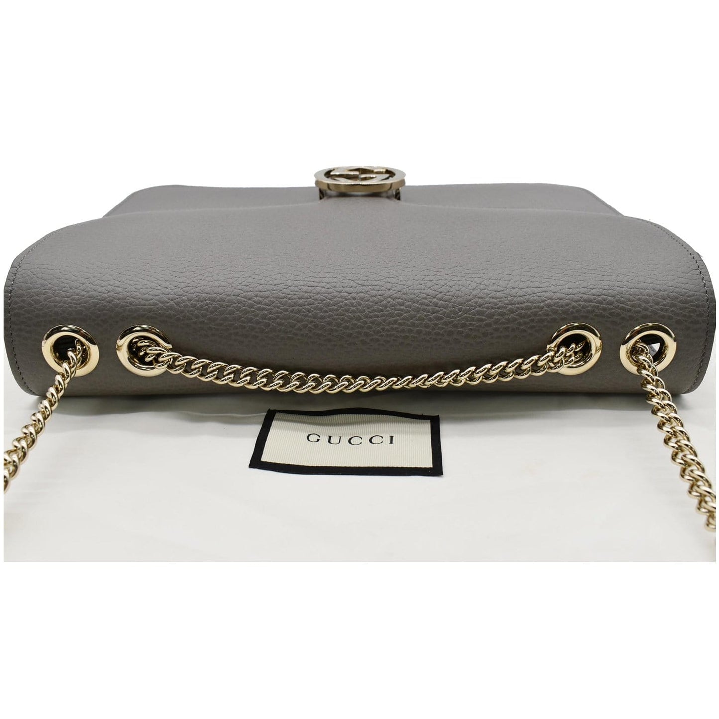 GUCCI Interlocking GG Calfskin Leather Crossbody Bag Grey 510303