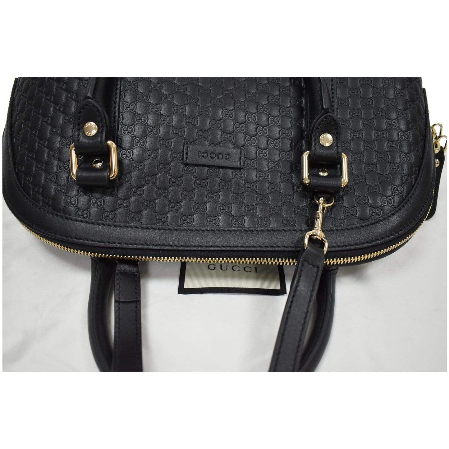 GUCCI Dome Medium Microguccissima Leather Shoulder Bag Black 449663