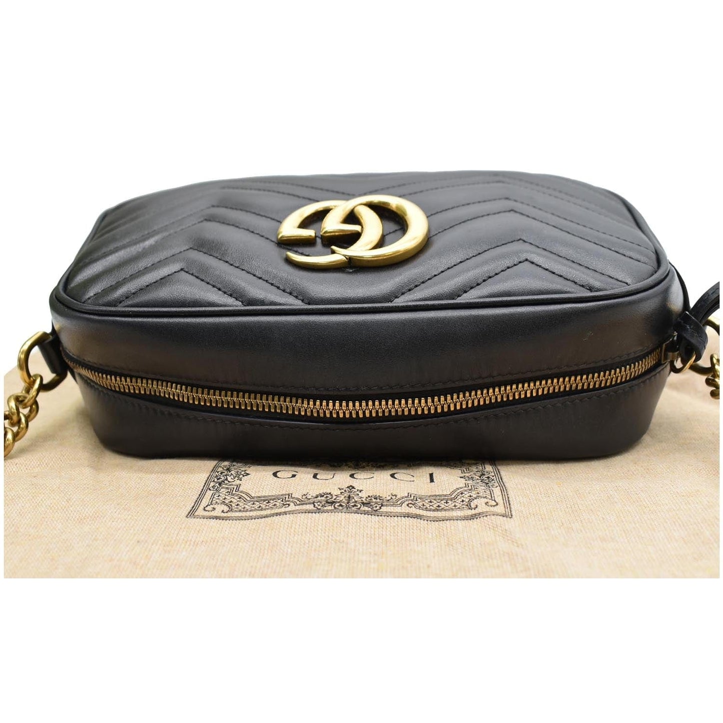 GUCCI GG Marmont Matelasse Small Leather Crossbody Bag Black