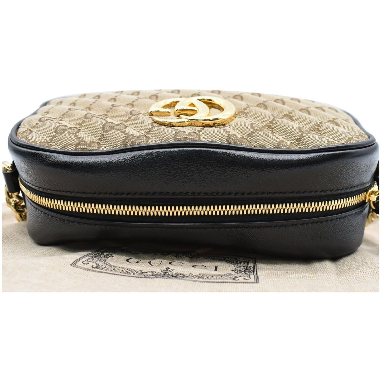 GUCCI GG Marmont Small Matelasse Canvas Leather Crossbody Bag Beige 447632