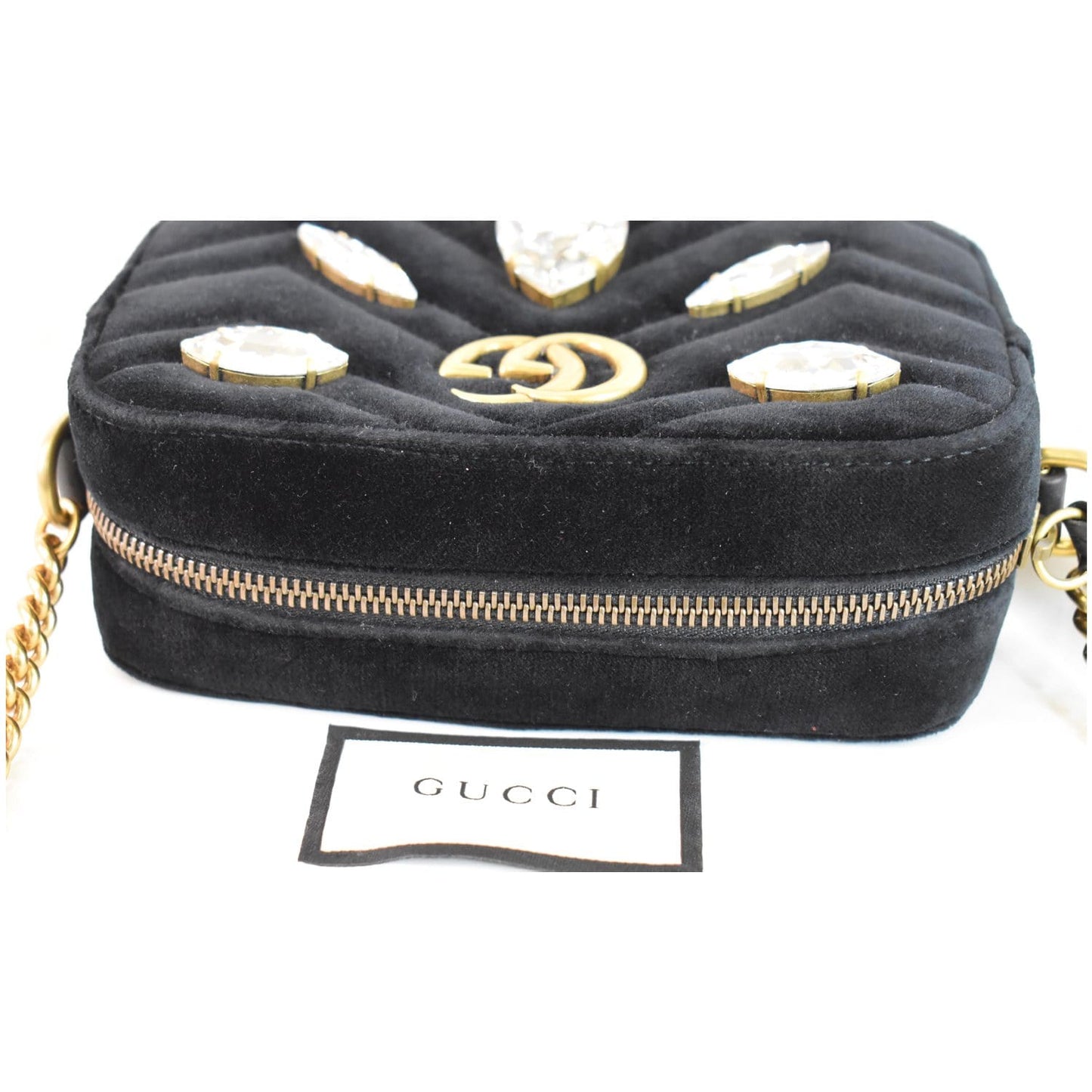 GUCCI GG Marmont Mini Marquise Crystal Velvet Crossbody Bag 448065