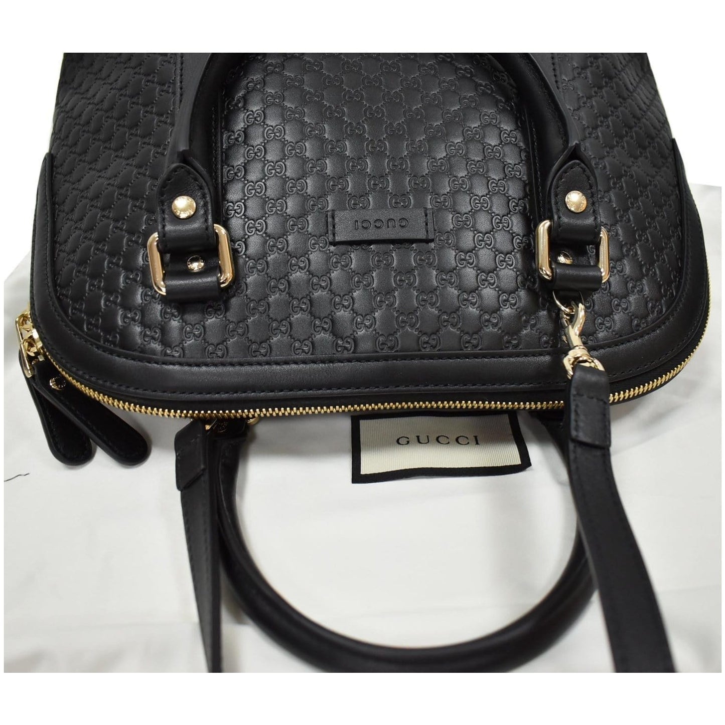GUCCI Dome Medium Microguccissima Leather Shoulder Bag Black 449663