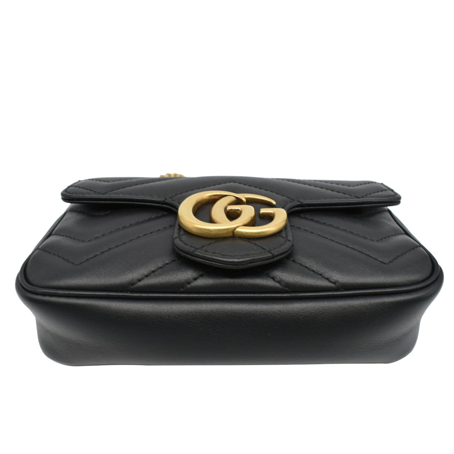 GUCCI GG Marmont Super Mini Leather Crossbody Bag Black 476433