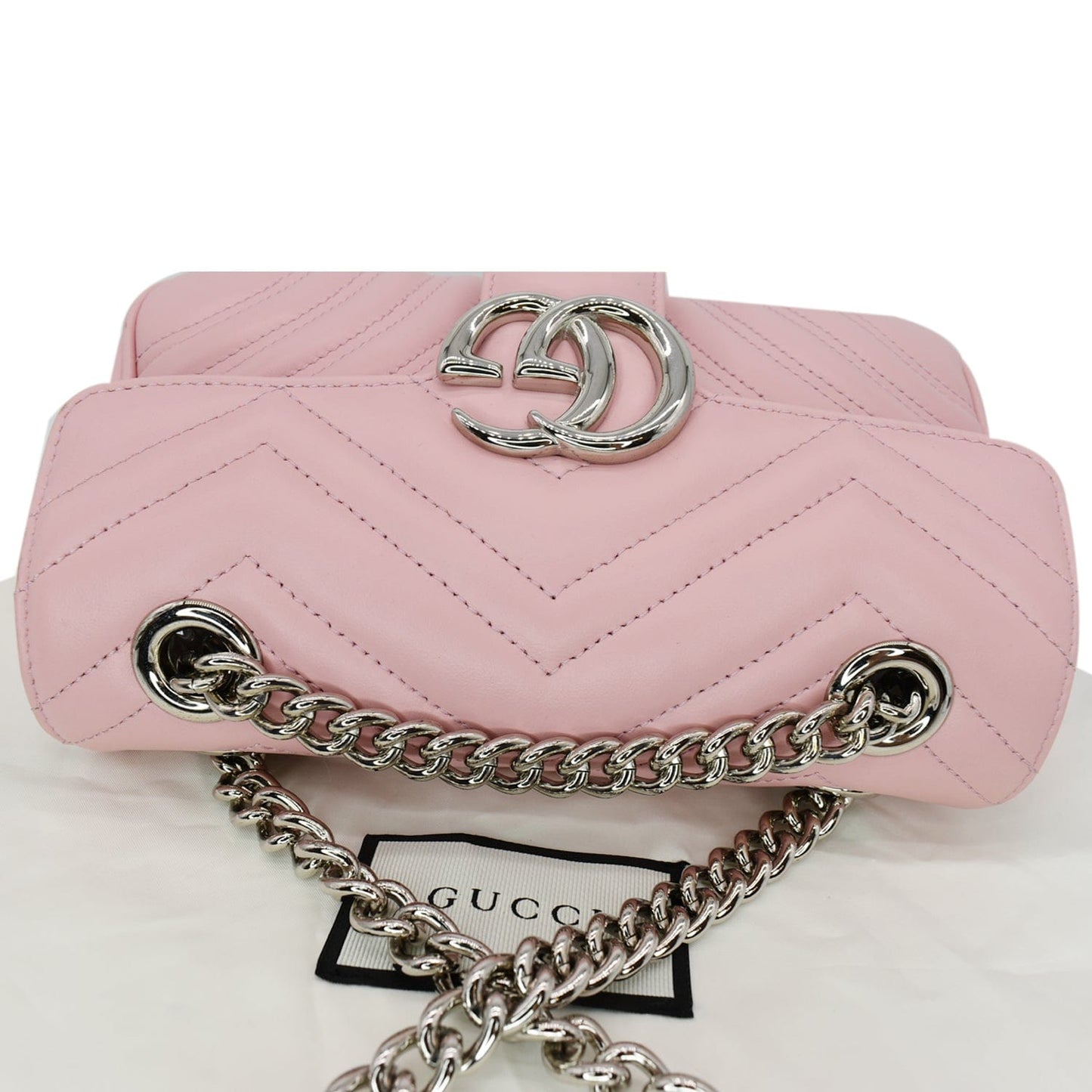 GUCCI GG Marmont Mini Matelass� Leather Shoulder Crossbody Bag Pastel Pink 446744