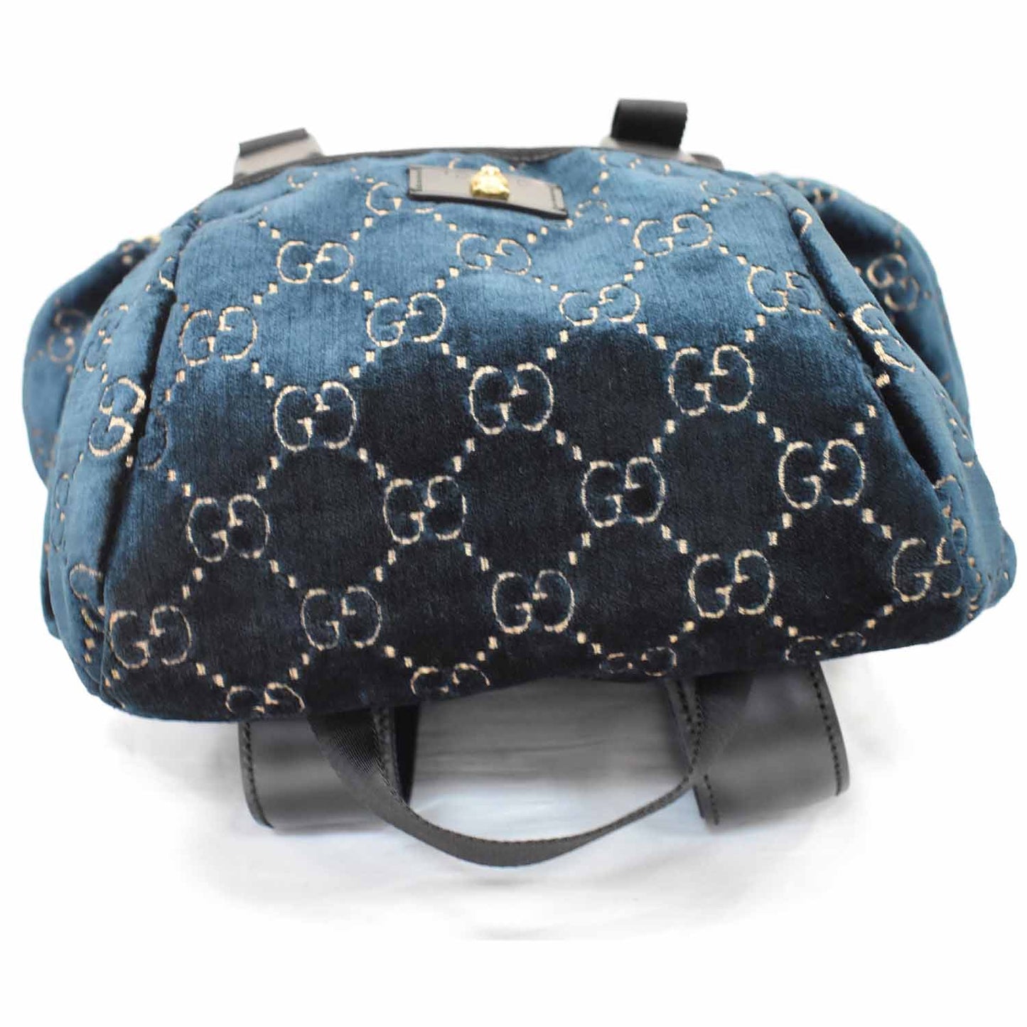 GUCCI Classic GG Monogram Medium Velvet Backpack Dark Blue 574923