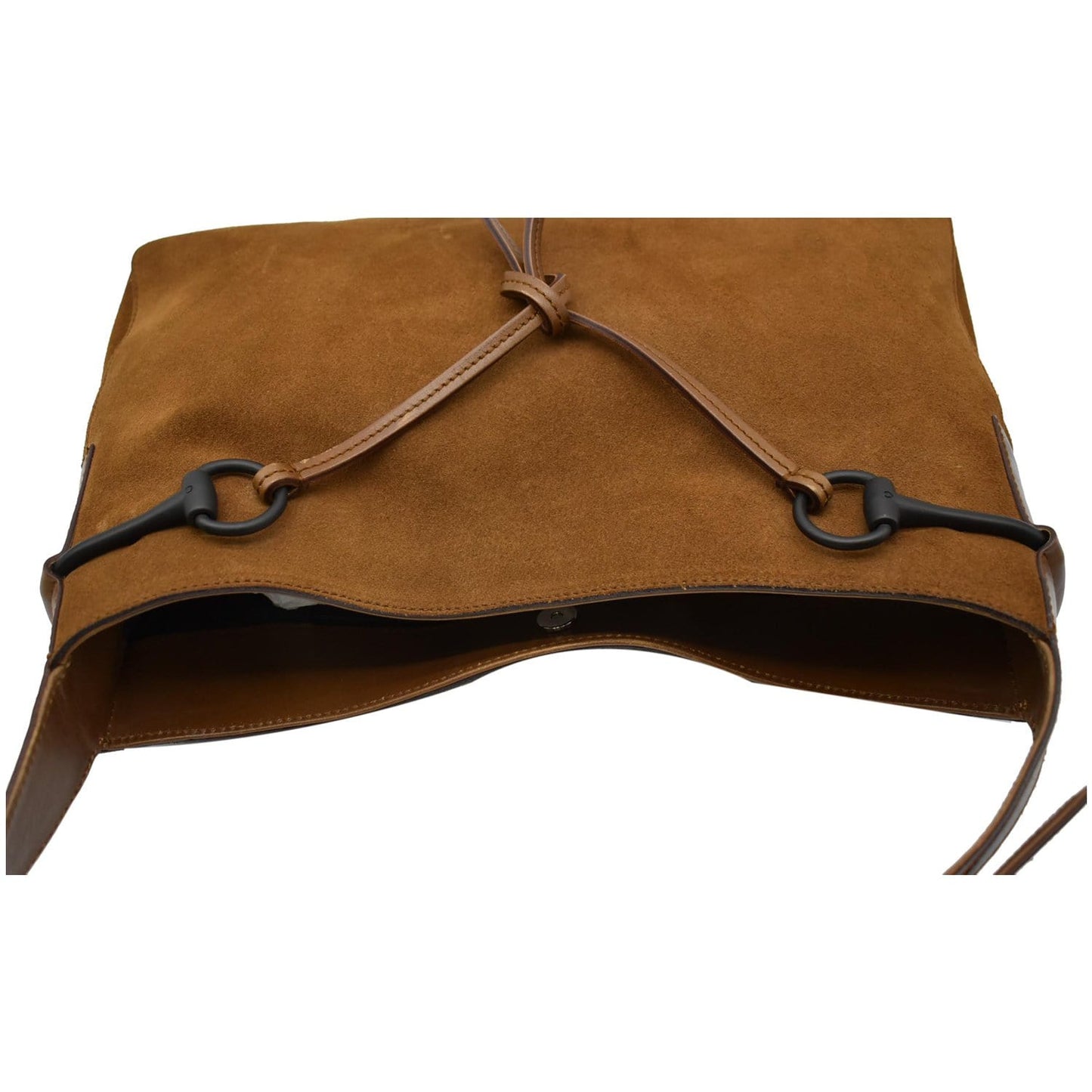 GUCCI Horsebit Suede Leather Shoulder Bag Tan 101975