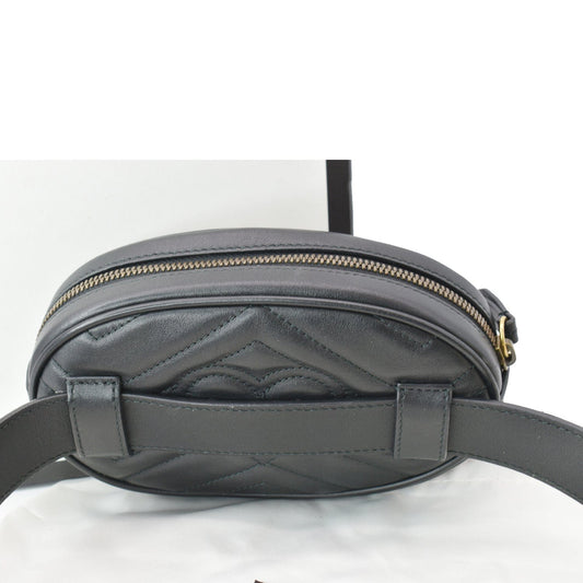 GUCCI GG Marmont Matelasse Leather Belt Bag Black 476434