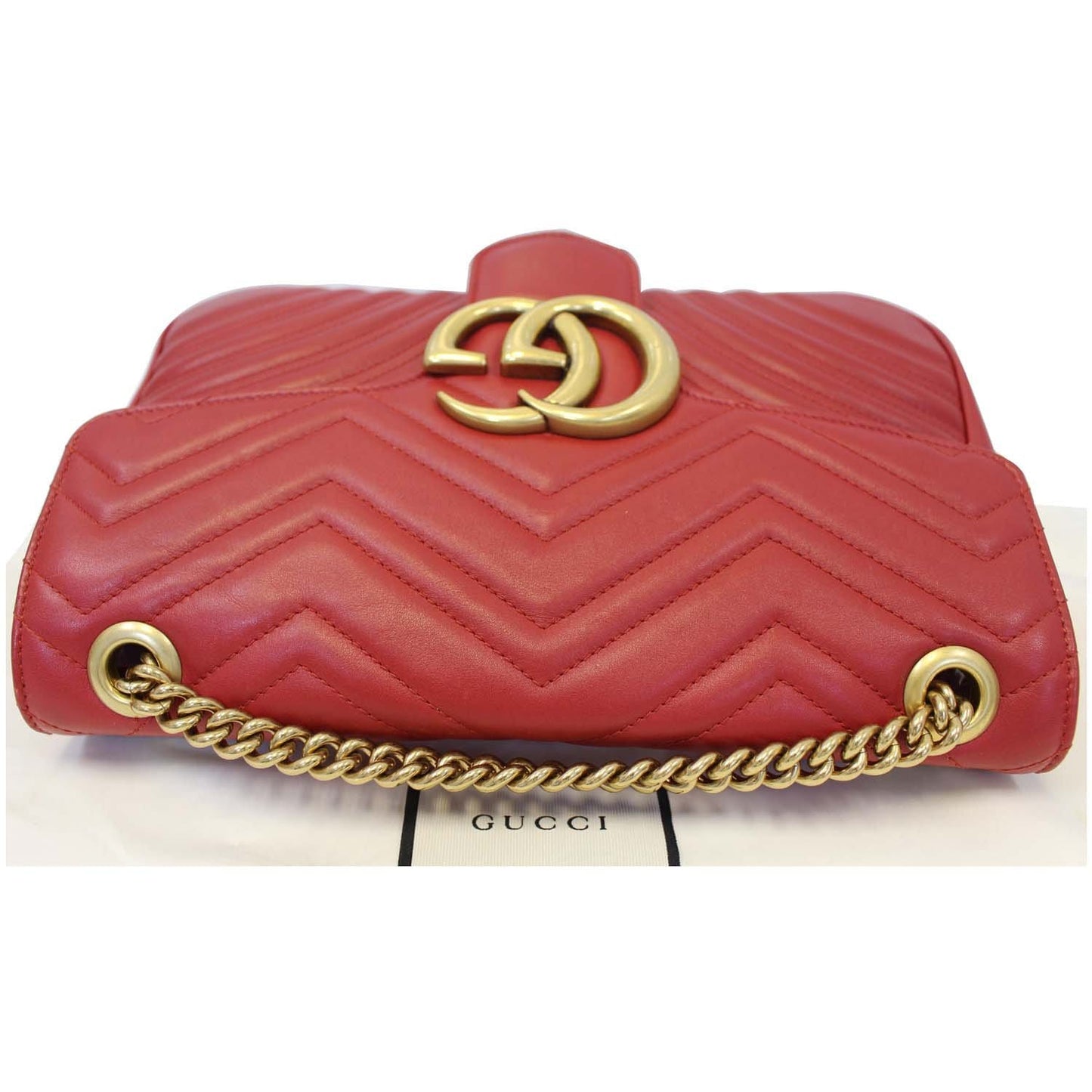 GUCCI GG Marmont Matelasse Red Leather Shoulder Bag