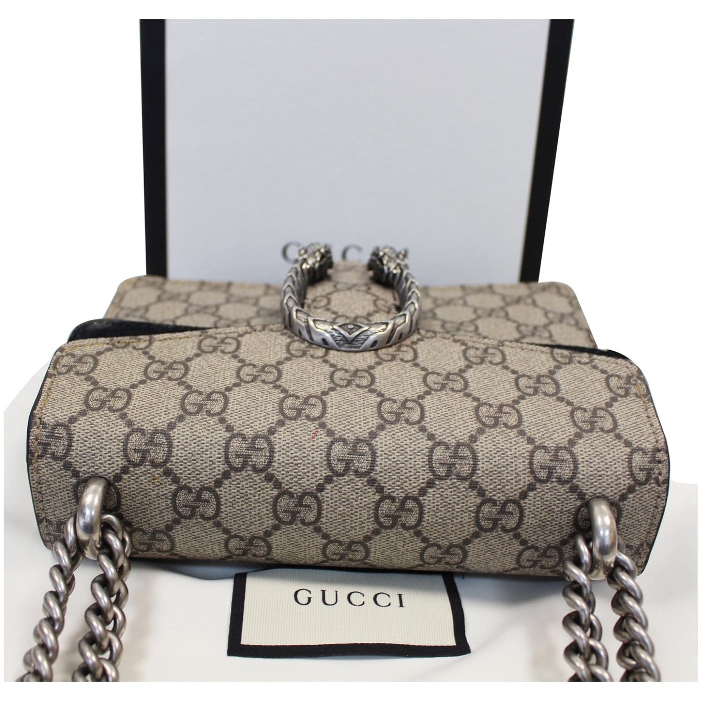 GUCCI Dionysus Mini GG Supreme Canvas Crossbody Bag Beige