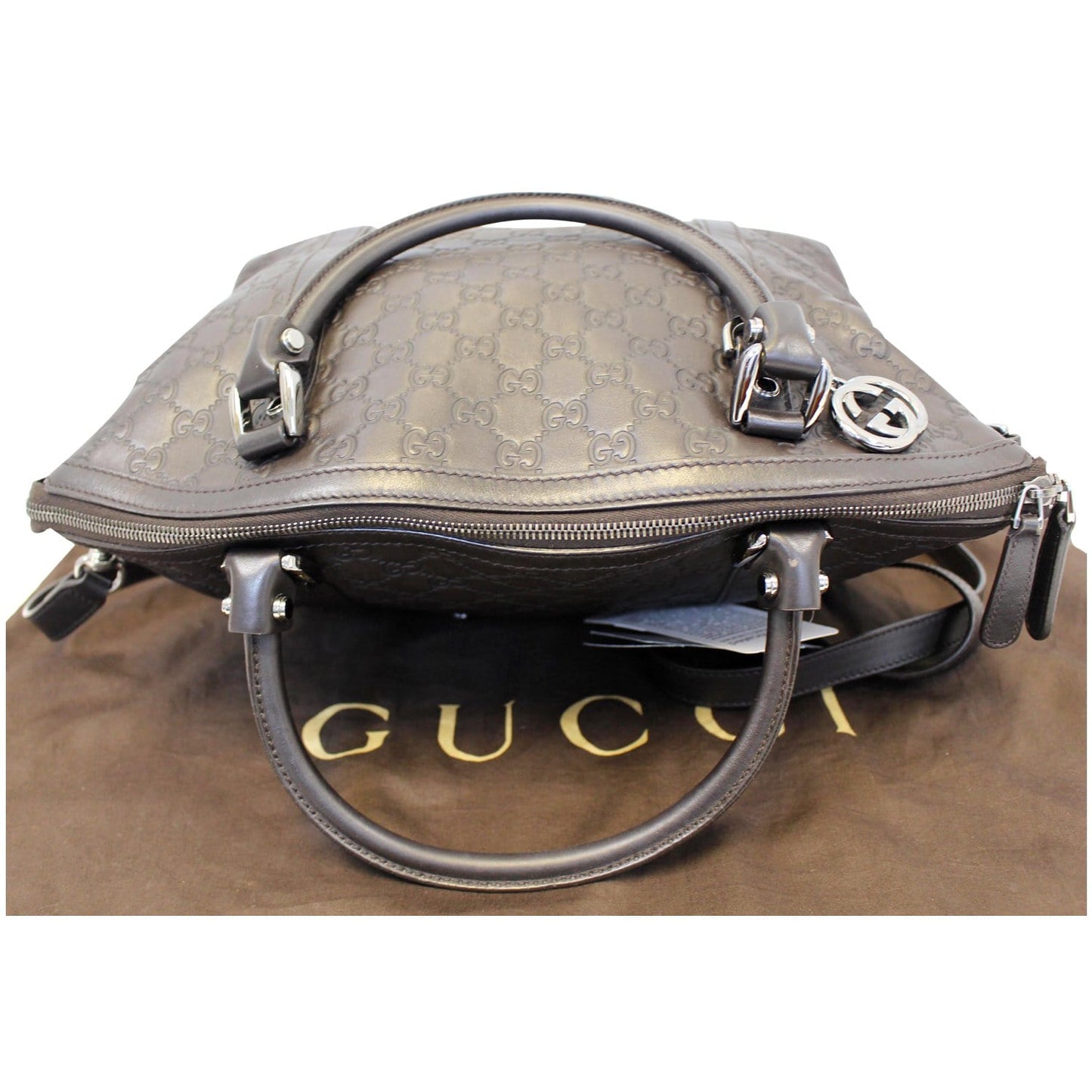 GUCCI Dark Brown Leather Shoulder Bag 341503