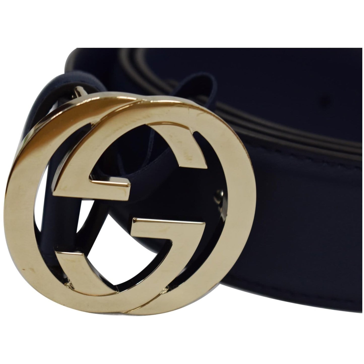 GUCCI GG Reversible Leather Belt Blue/Black 546386 Size 90.36