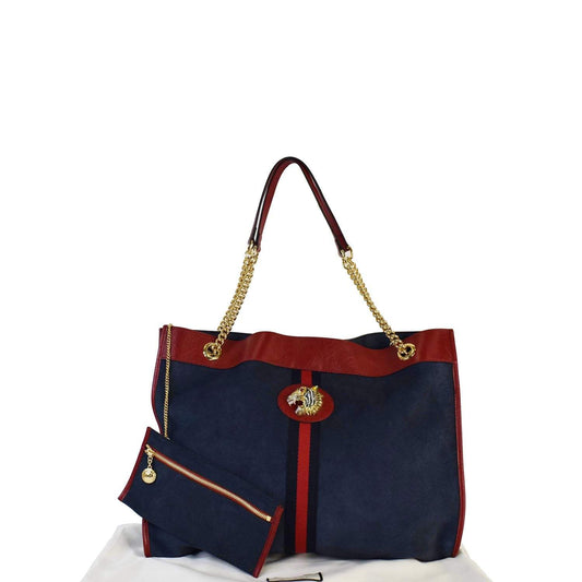 GUCCI Rajah Large Suede Leather Tote Shoulder Bag Navy 537219 - 20% OFF