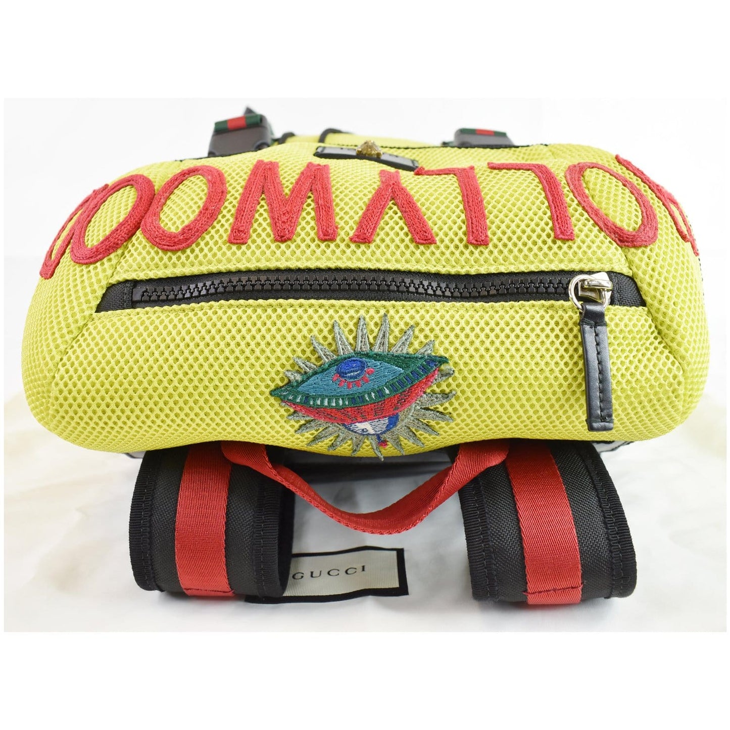 GUCCI Techpack Hollywood Embroidery Mesh Fabric Backpack Bag Lime 429037