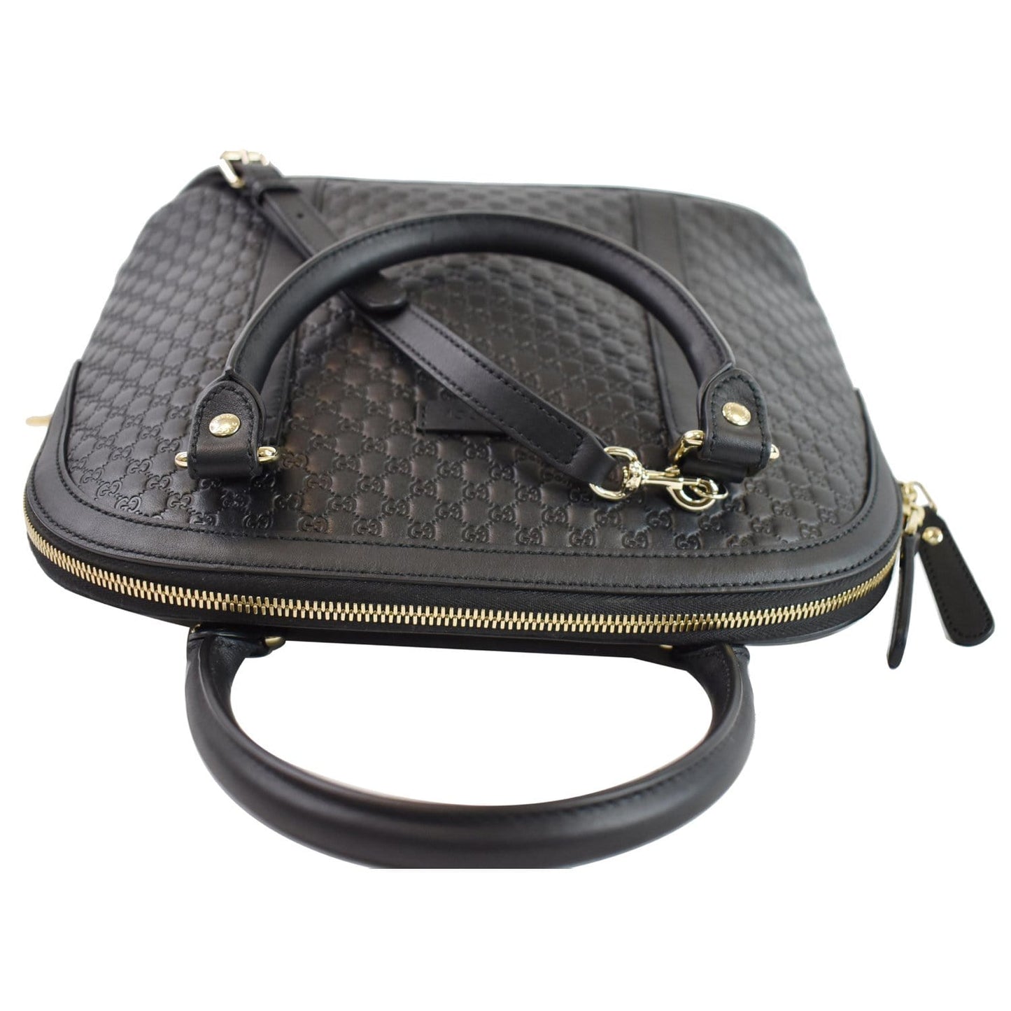 GUCCI Dome Medium Microguccissima Leather Shoulder Bag Black 449663