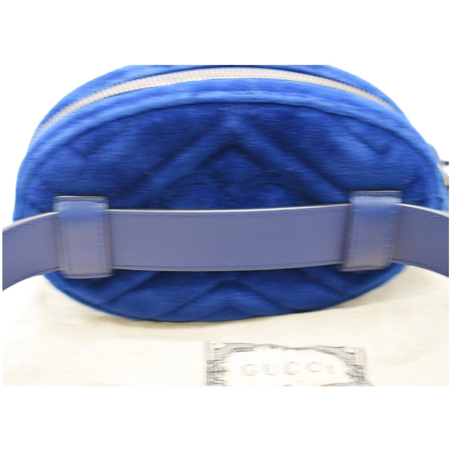 GUCCI GG Marmont Matelasse Velvet Belt Bag Blue 476434