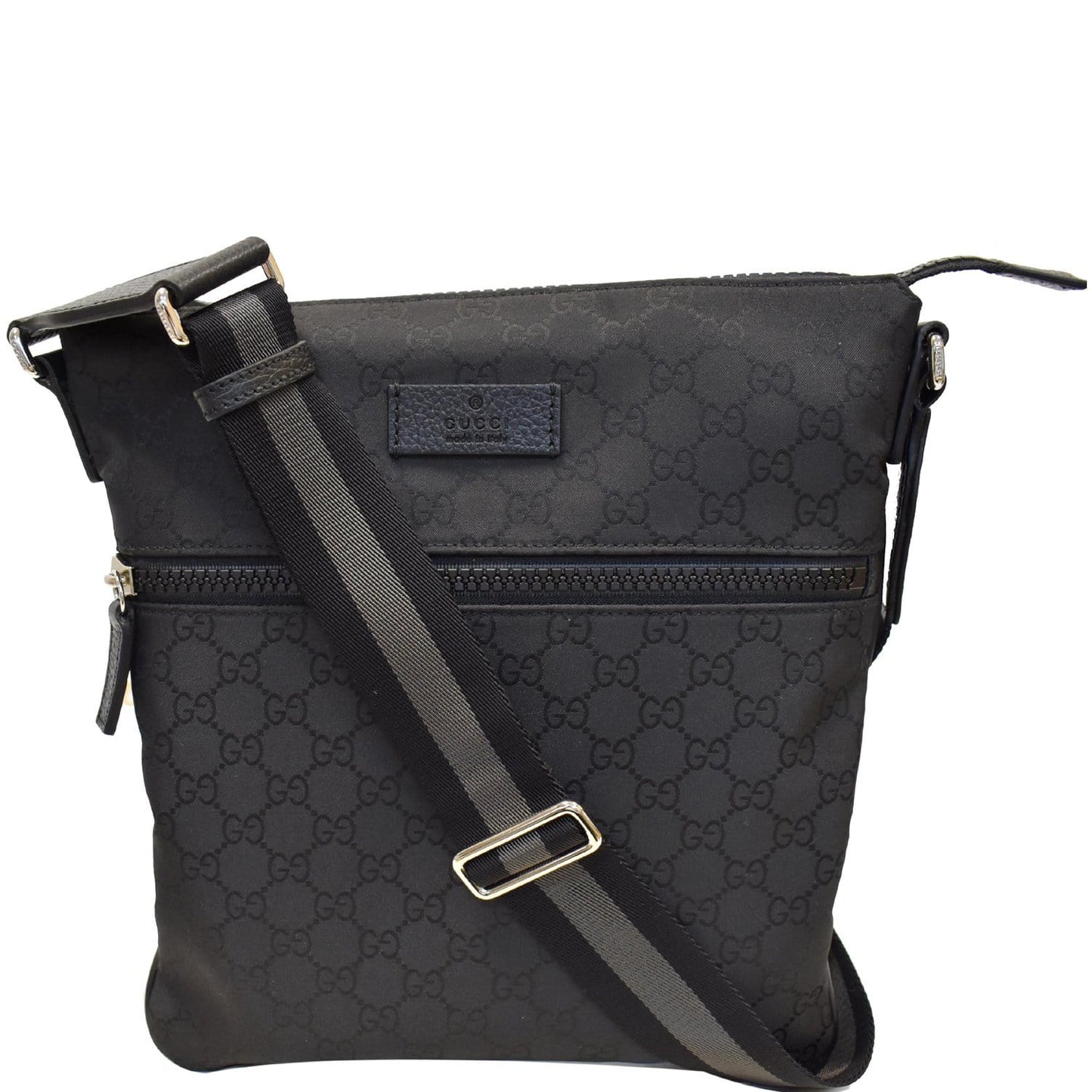 GUCCI GG Monogram Nylon Small Messenger Bag Black 449184