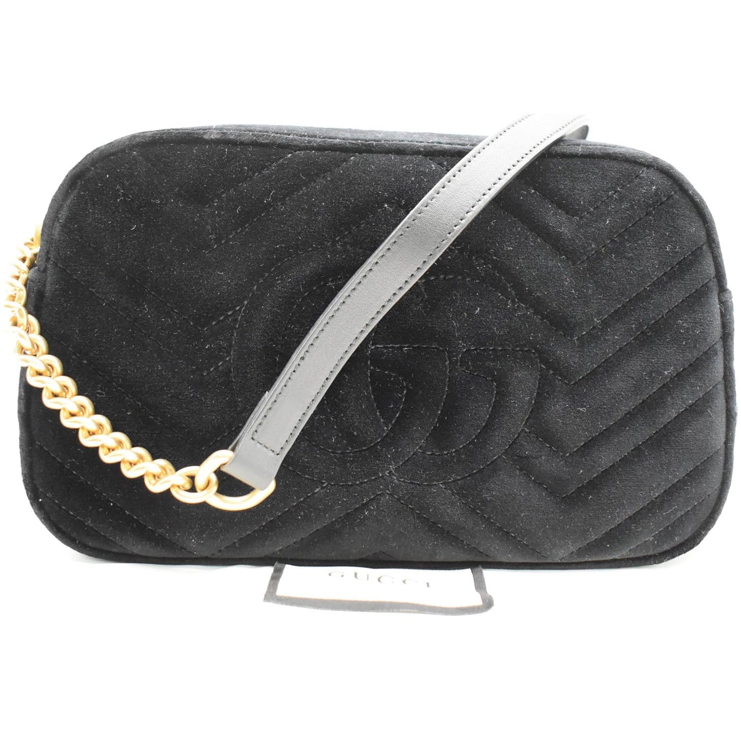 GUCCI  GG Marmont Small Velvet Matelasse Crossbody Bag Black 447632
