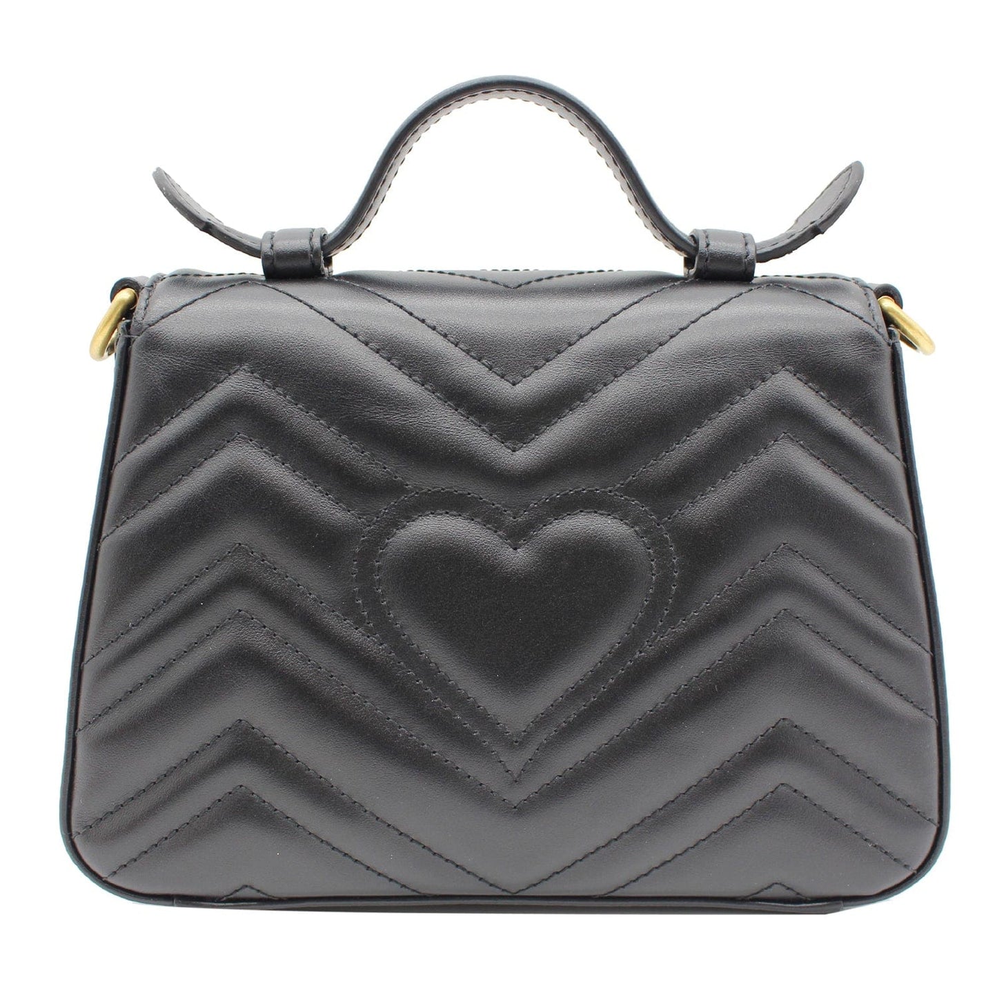 GUCCI GG Marmont Mini Leather Top Handle Shoulder Bag Black 547260