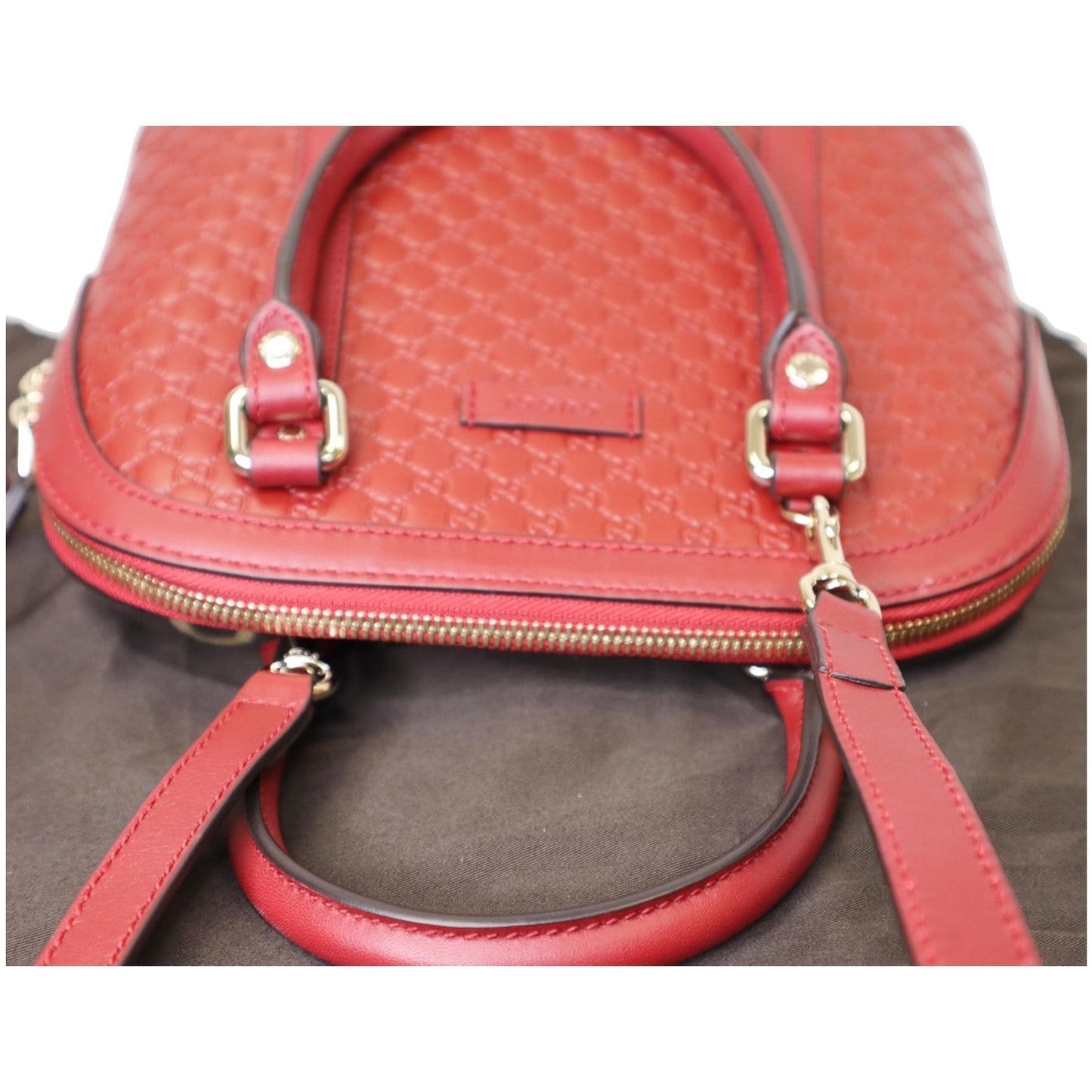 GUCCI Dome Convertible Micro Guccissima Crossbody Bag Red 449654