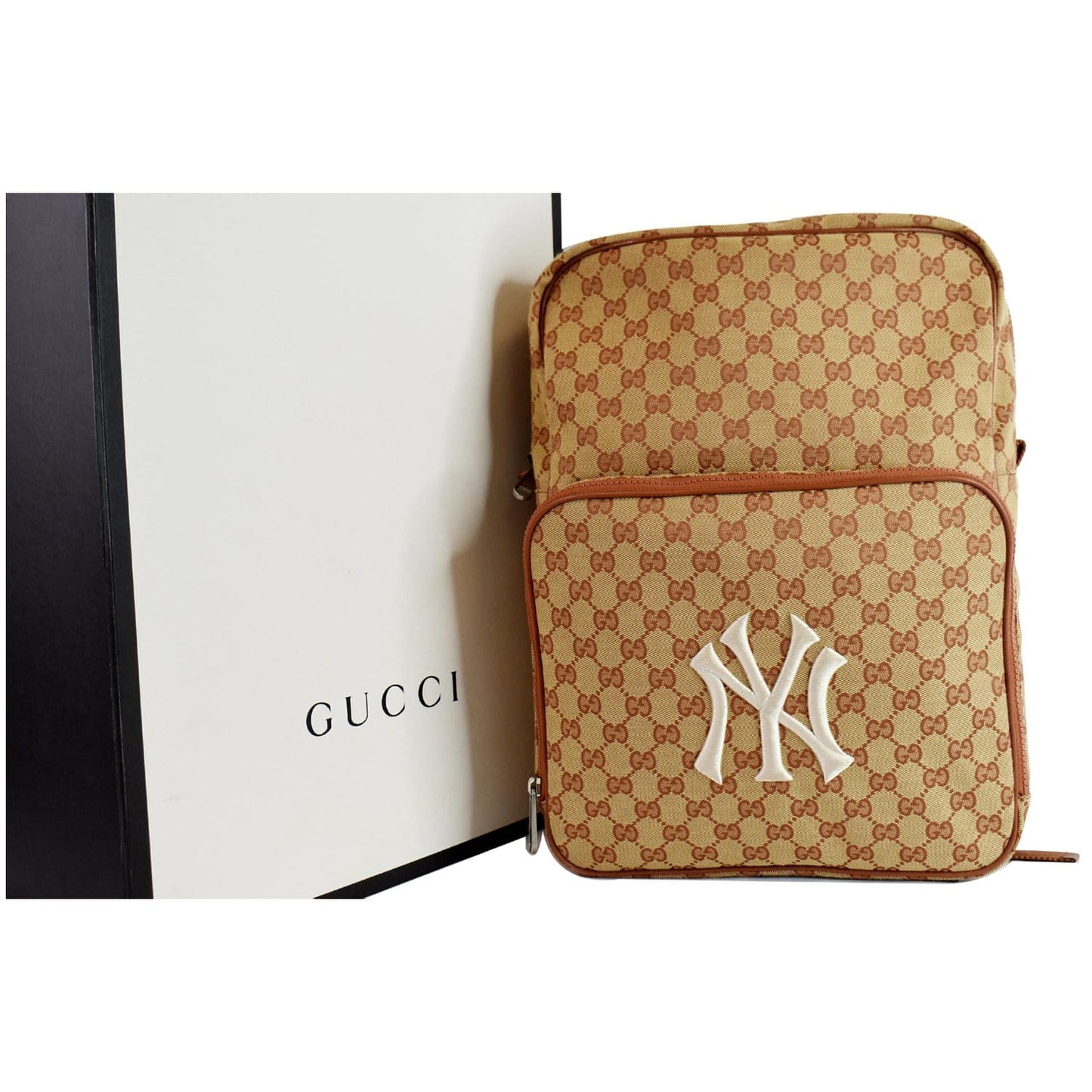 GUCCI Medium NY Yankees GG Canvas Backpack Bag Beige 536724