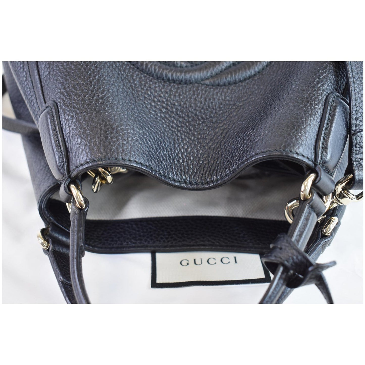 GUCCI Soho Small Pebbled Leather Shoulder Bag Black 336751
