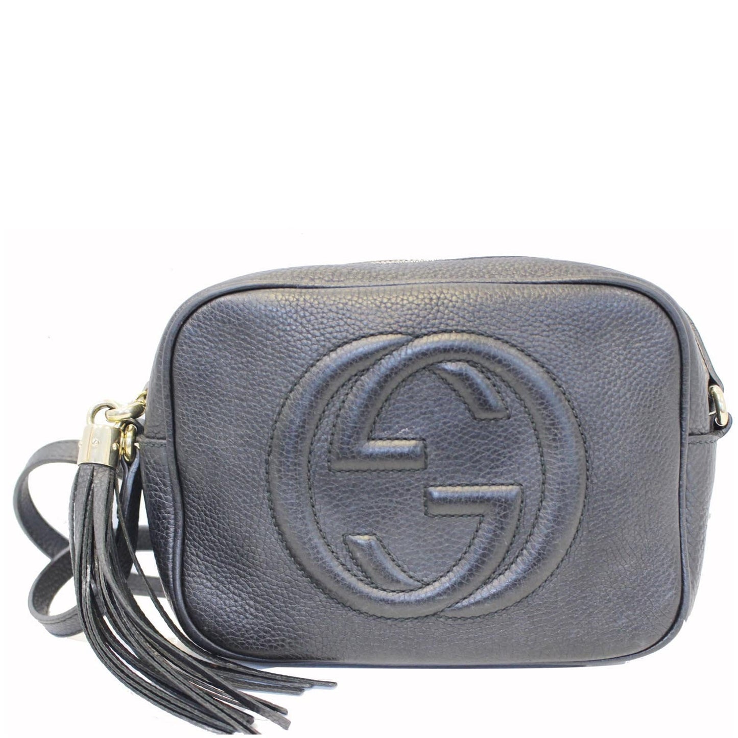 GUCCI Soho Disco Pebbled Leather Small Crossbody Bag Black
