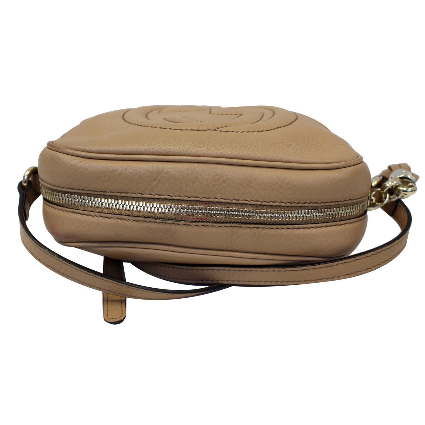 GUCCI Soho Disco Pebbled Leather Small Crossbody Bag Beige 308364