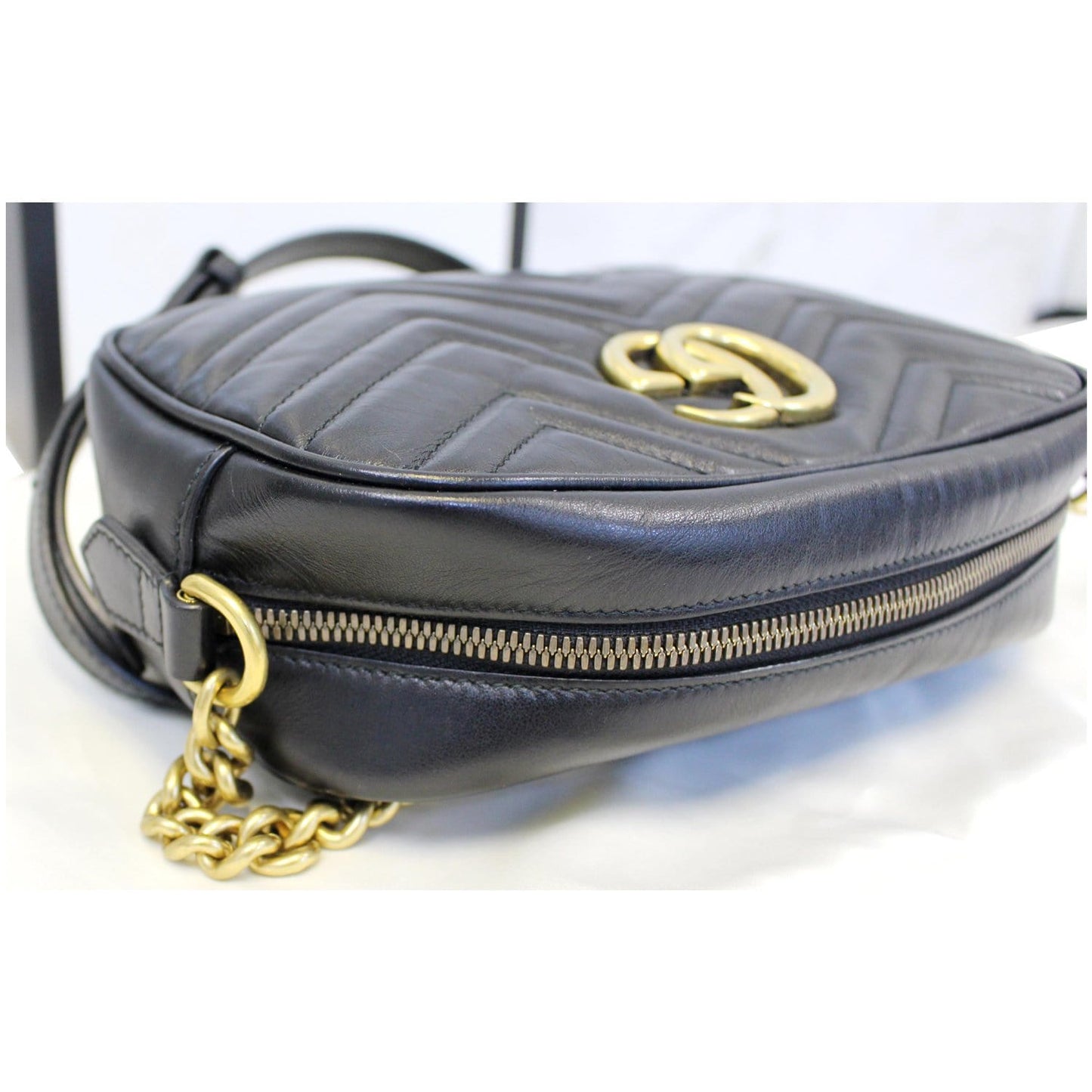 GUCCI GG Marmont Matelasse Small Leather Crossbody Bag Black
