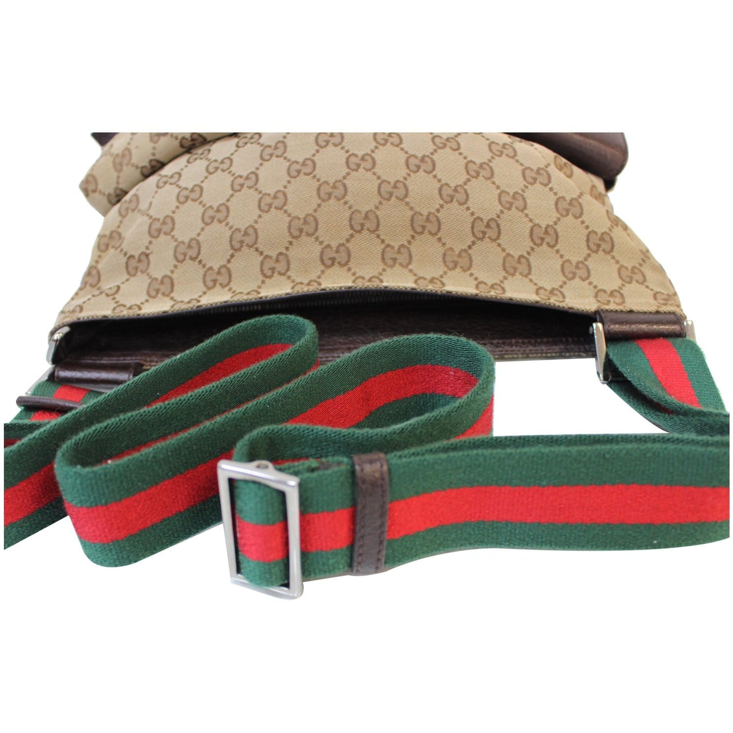 Gucci GG Web Messenger Medium Shoulder Bag 169937 Brown