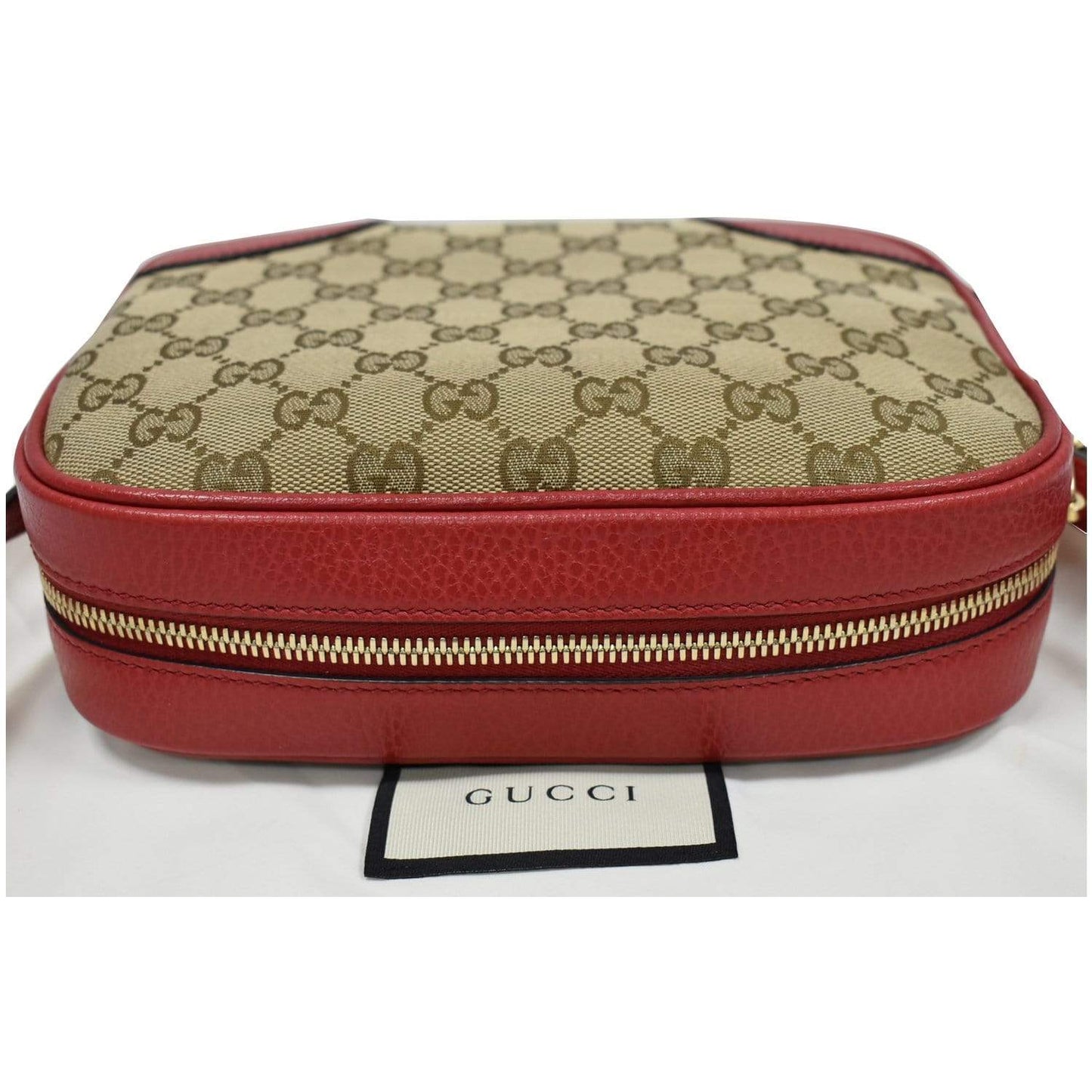 GUCCI Bree GG Canvas Leather Crossbody Bag Beige 449413