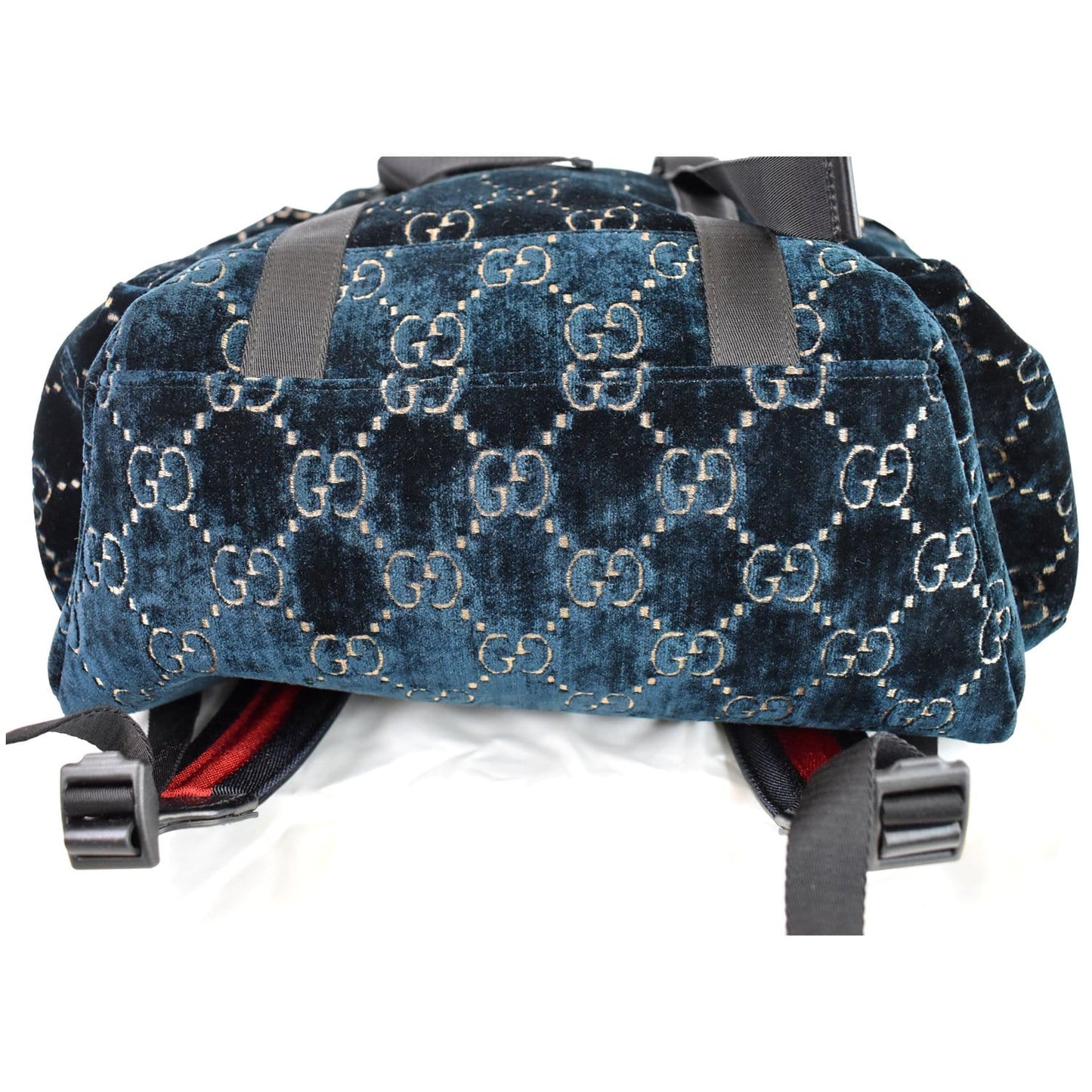 GUCCI Medium GG Monogram Velvet Classic Backpack Dark Blue 574923