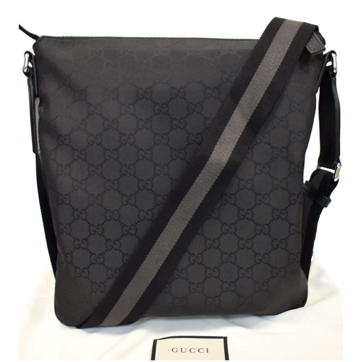GUCCI GG Monogram Nylon Small Messenger Bag Black 449184