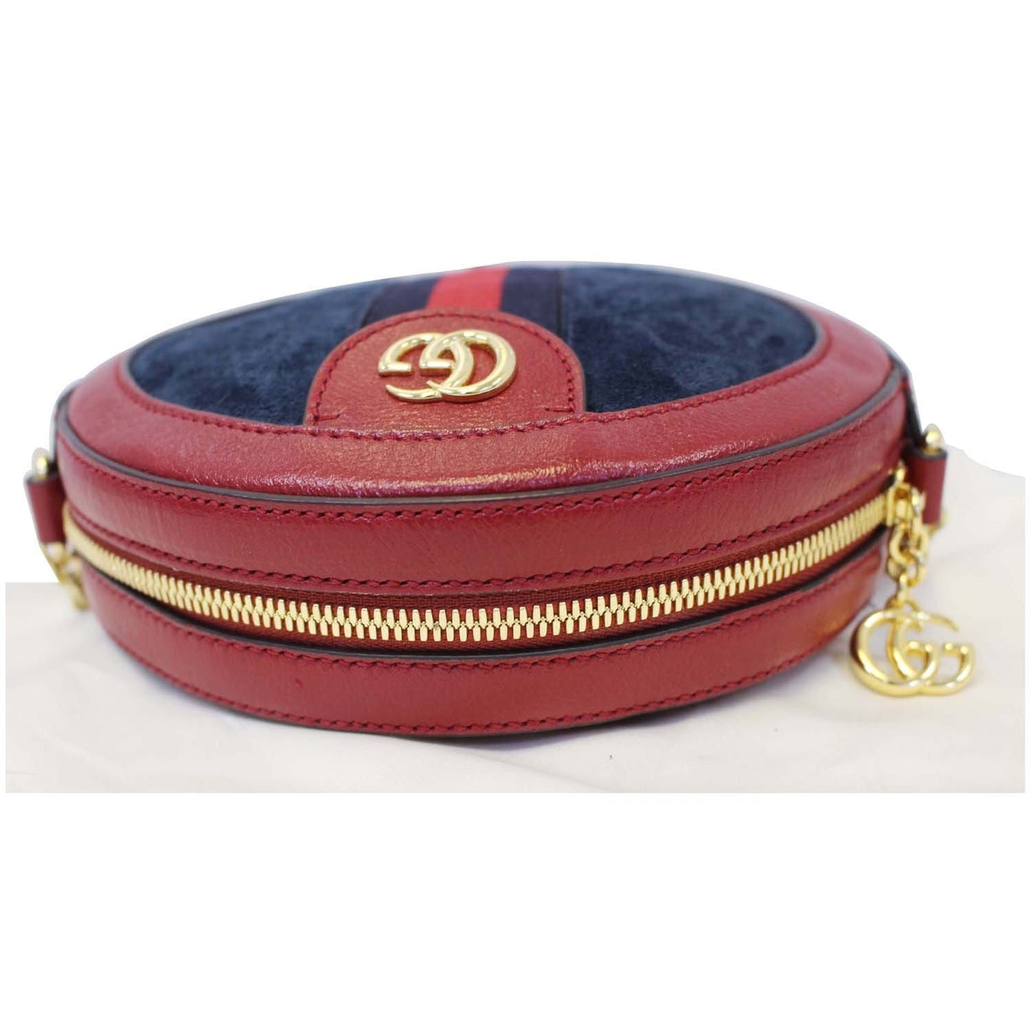 GUCCI Ophidia Mini GG Round Leather Shoulder Crossbody Bag 550618 Red