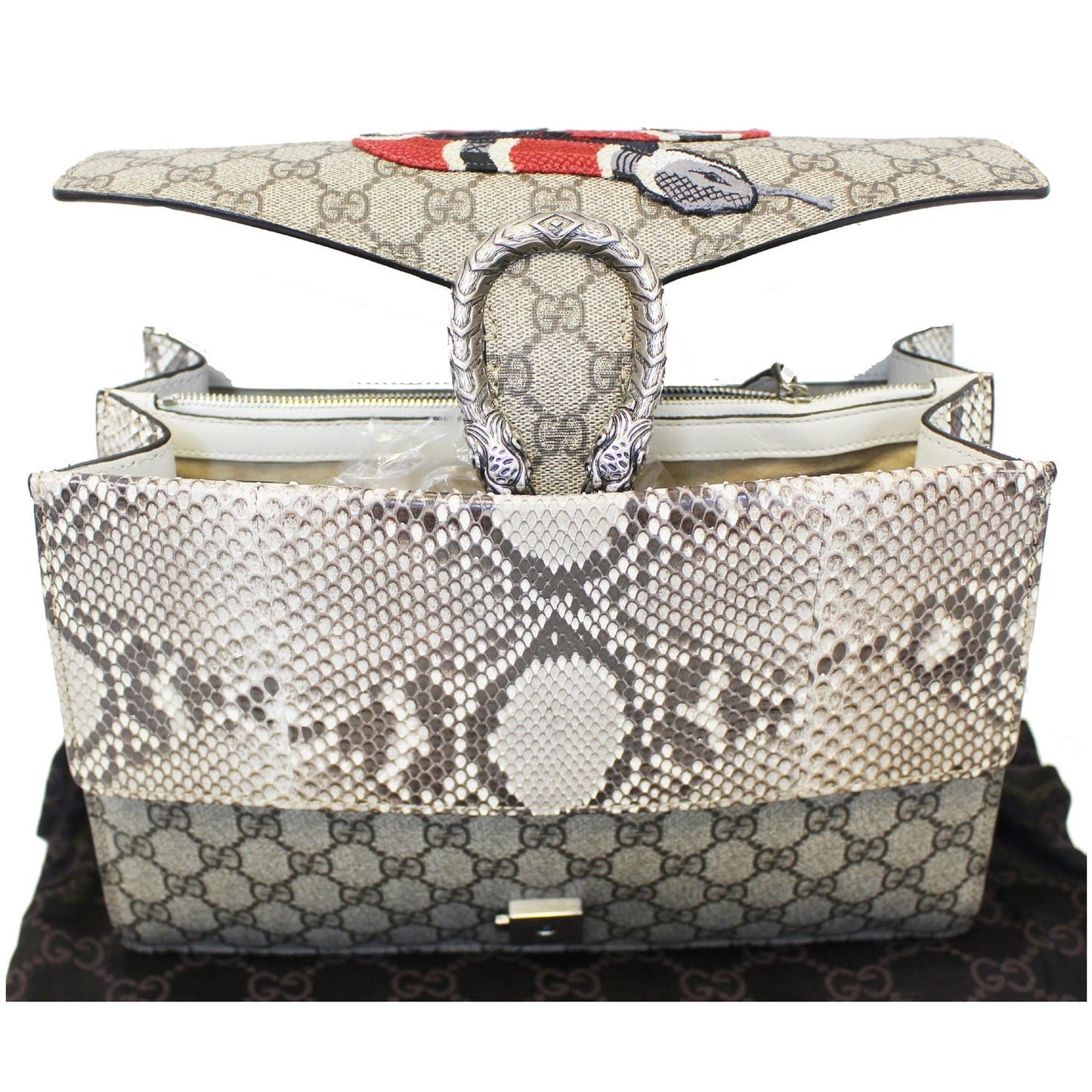 GUCCI Dionysus Medium GG Supreme Embroidered Shoulder Bag 400235 Beige