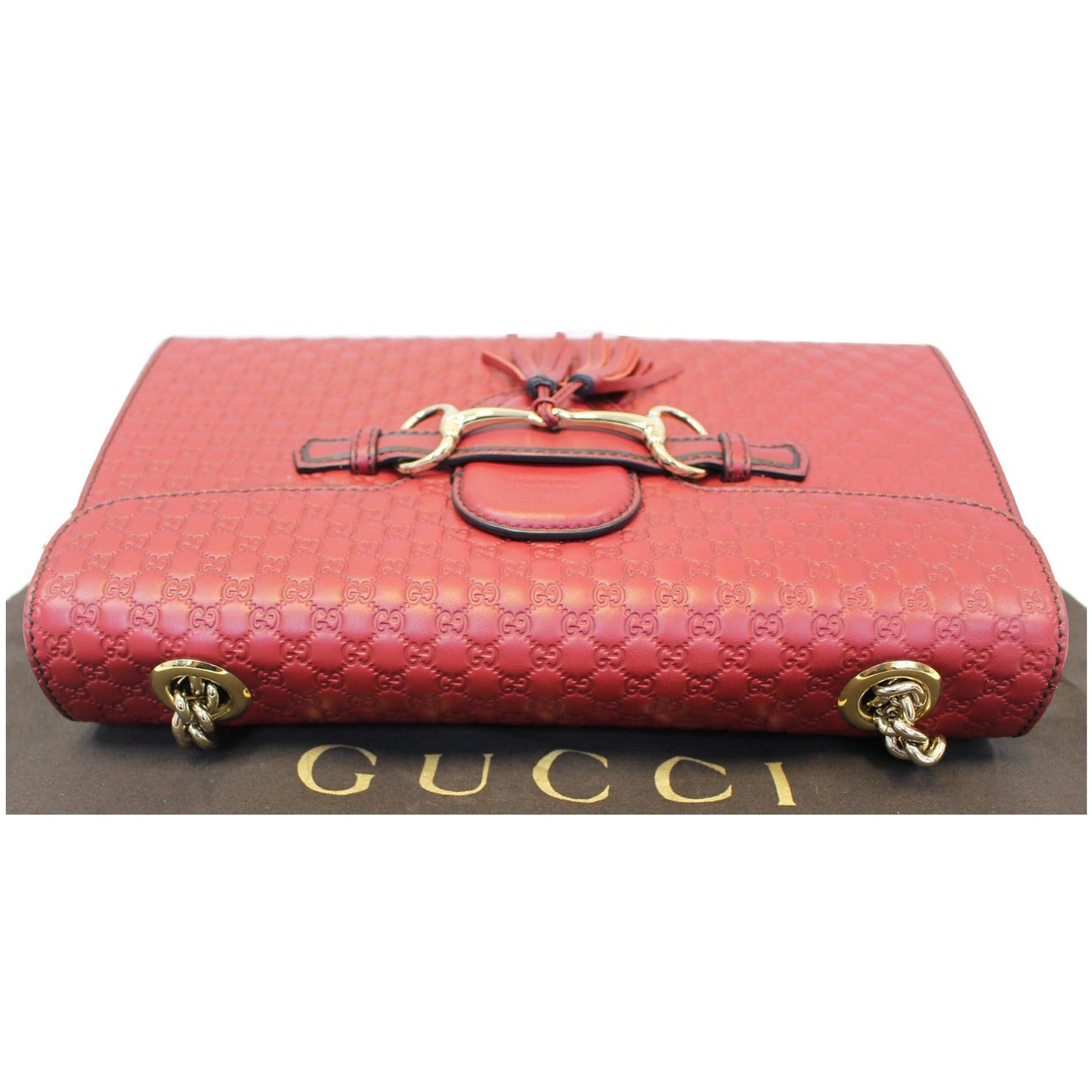 GUCCI Micro Emily GG Guccissima Leather Shoulder Bag 449635 Red