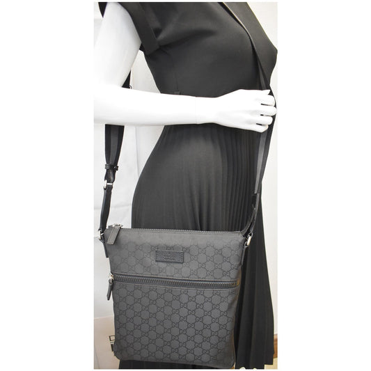 GUCCI GG Monogram Nylon Small Messenger Bag Black 449184