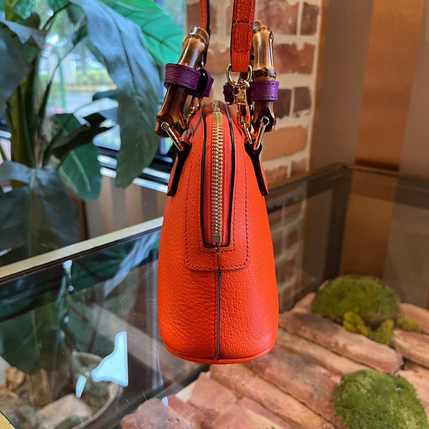 GUCCI Diana Mini Orange Leather Shoulder Bag