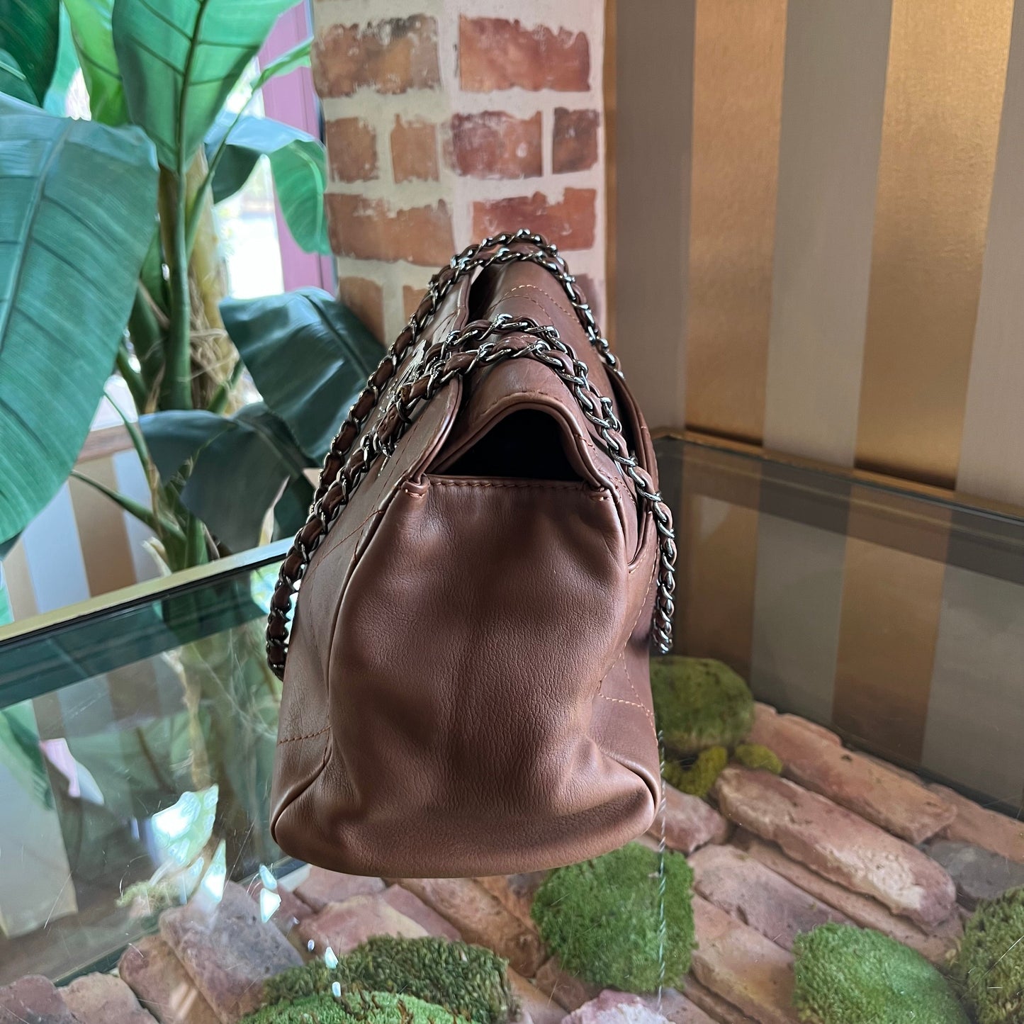 CHANEL Hampton Brown Quilted Nubuck Leather Shoulder Bag ADI1149