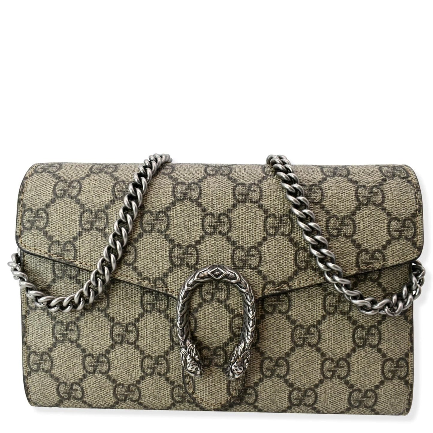 GUCCI Dionysus GG Supreme Crossbody Chain Wallet Beige 401231