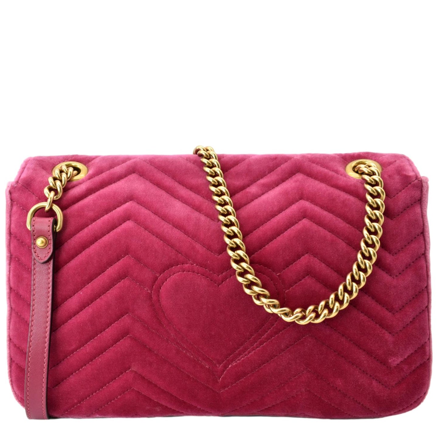 GUCCI Blind For Love Marmont Embroidered Velvet Shoulder Bag Red 443496