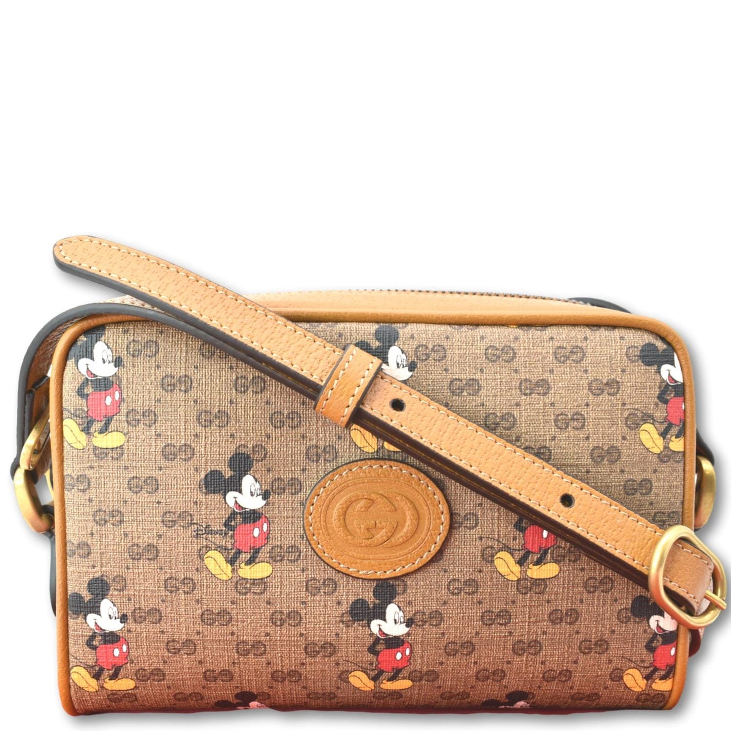 GUCCI x Disney Mickey Mouse GG Supreme Coated Canvas Crossbody Bag Brown 602536