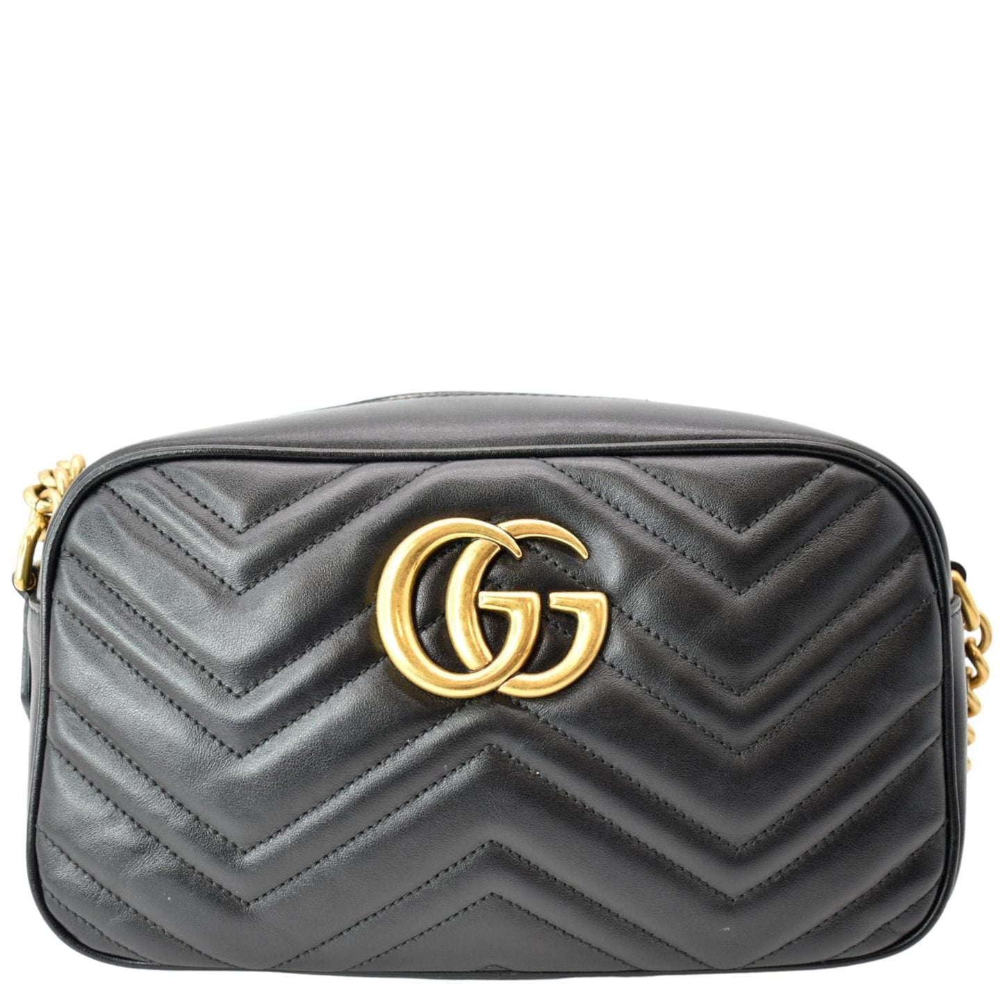 GUCCI GG Marmont Matelasse Small Leather Crossbody Bag Black 447632