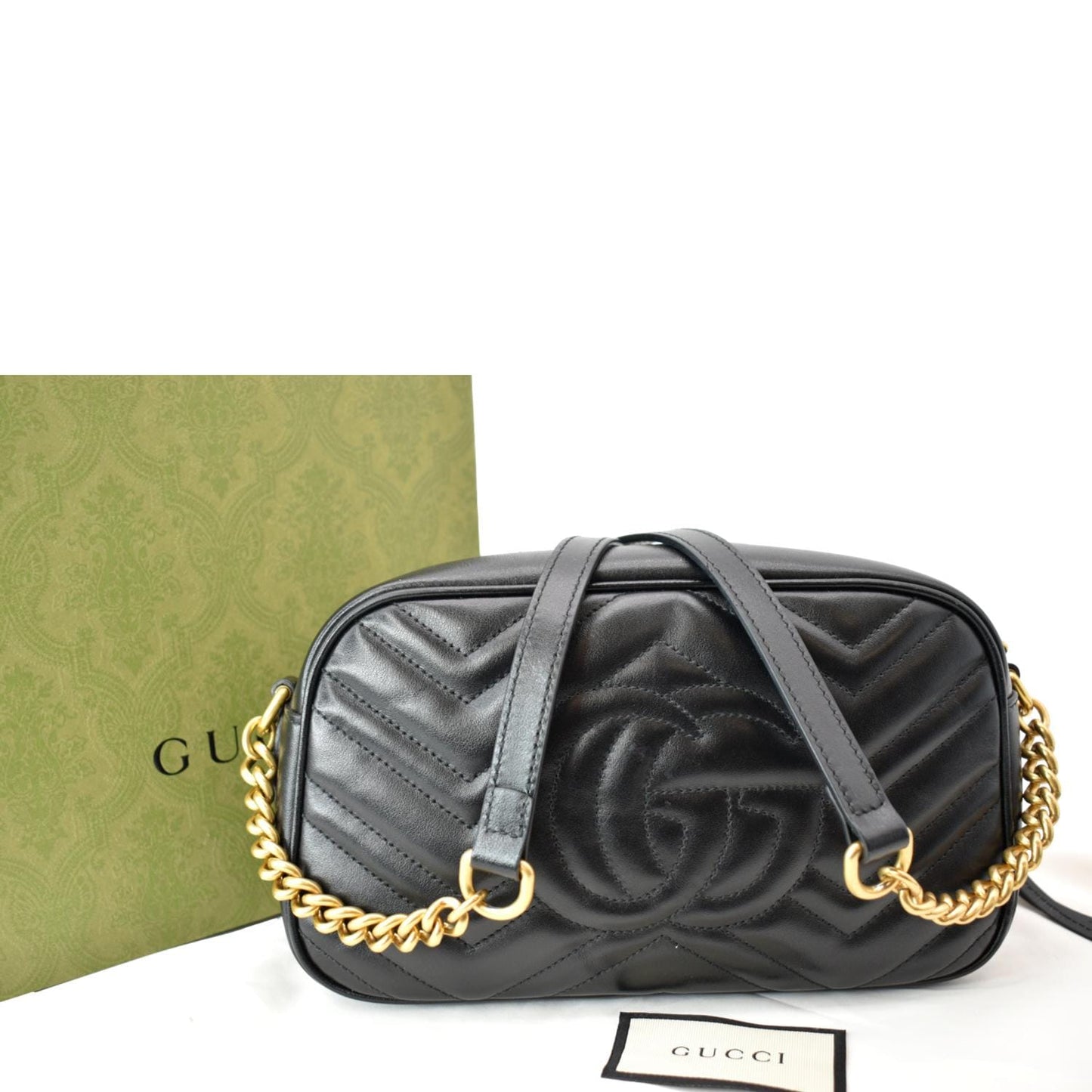 GUCCI GG Marmont Matelasse Small Leather Crossbody Bag Black 447632